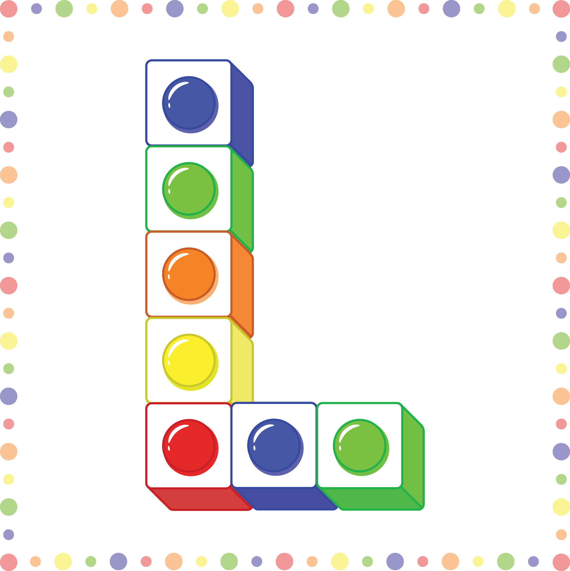 Alphabet English letter L blocks with coloring circles 26305955 Vector