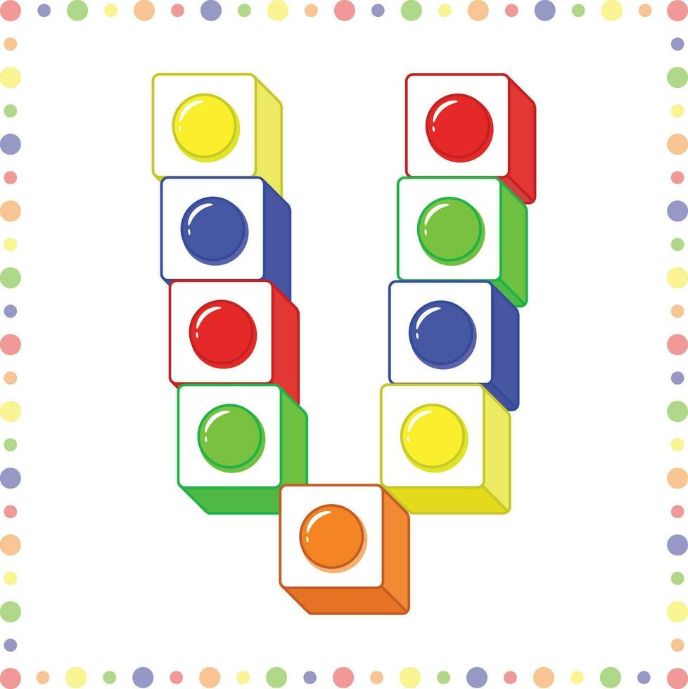 Alphabet English letter V blocks with coloring circles 26305970 Vector