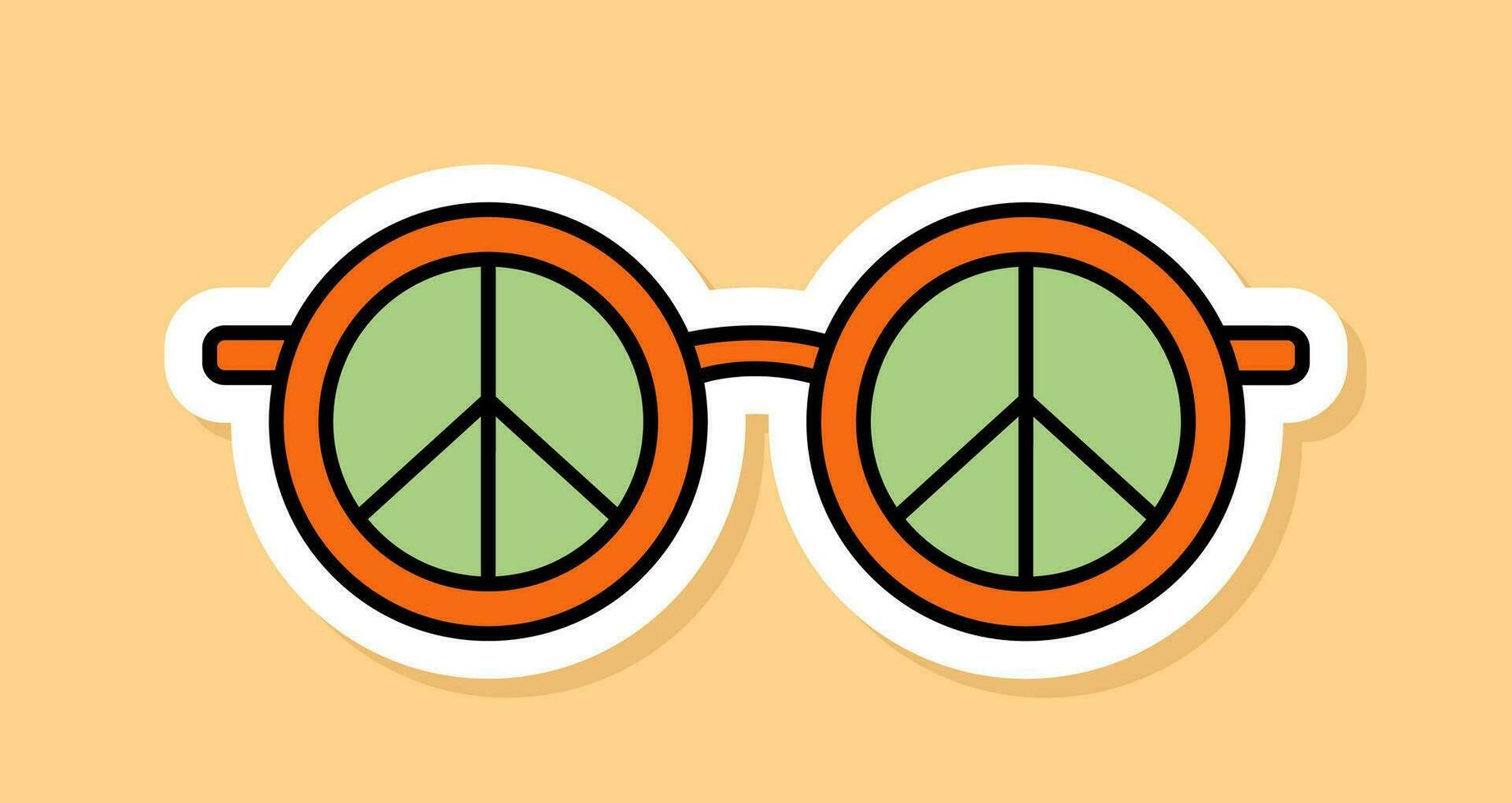 vector retro lentes pegatina aislado en amarillo antecedentes. 70s estilo dibujos animados icono blanco contorno