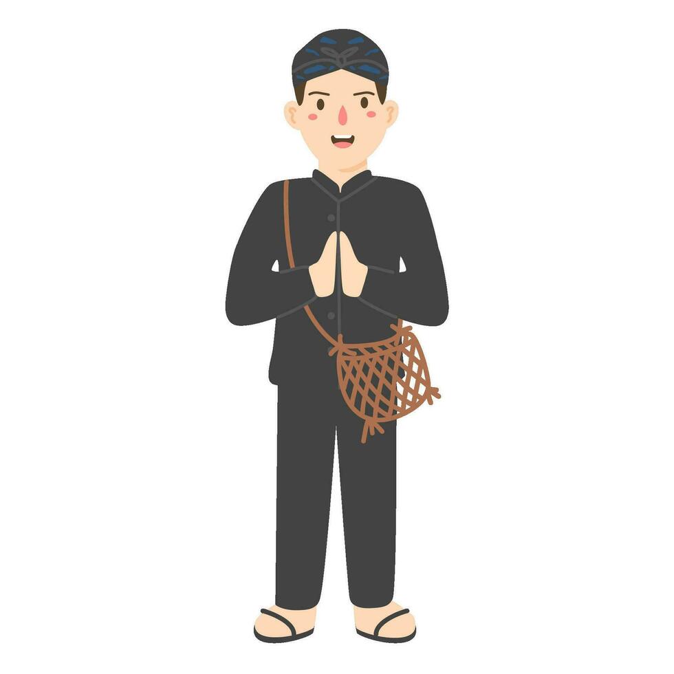 badui or baduy people with traditional ethnic cloth vector