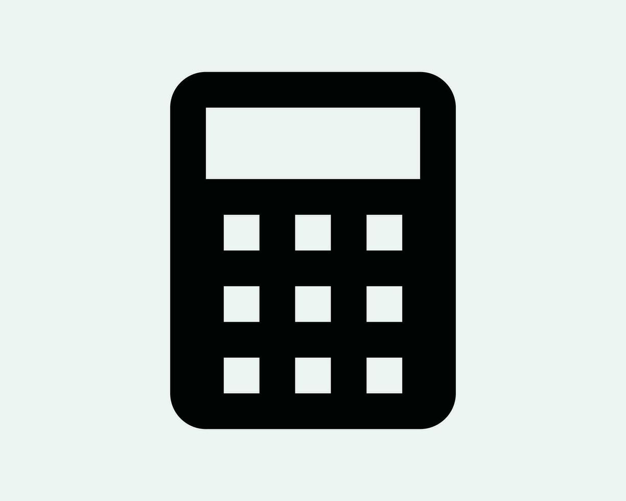 Calculator Icon. Calculate Math Finance Mathematics Business App Calculation. Black White Sign Symbol Illustration Artwork Graphic Clipart EPS Vector