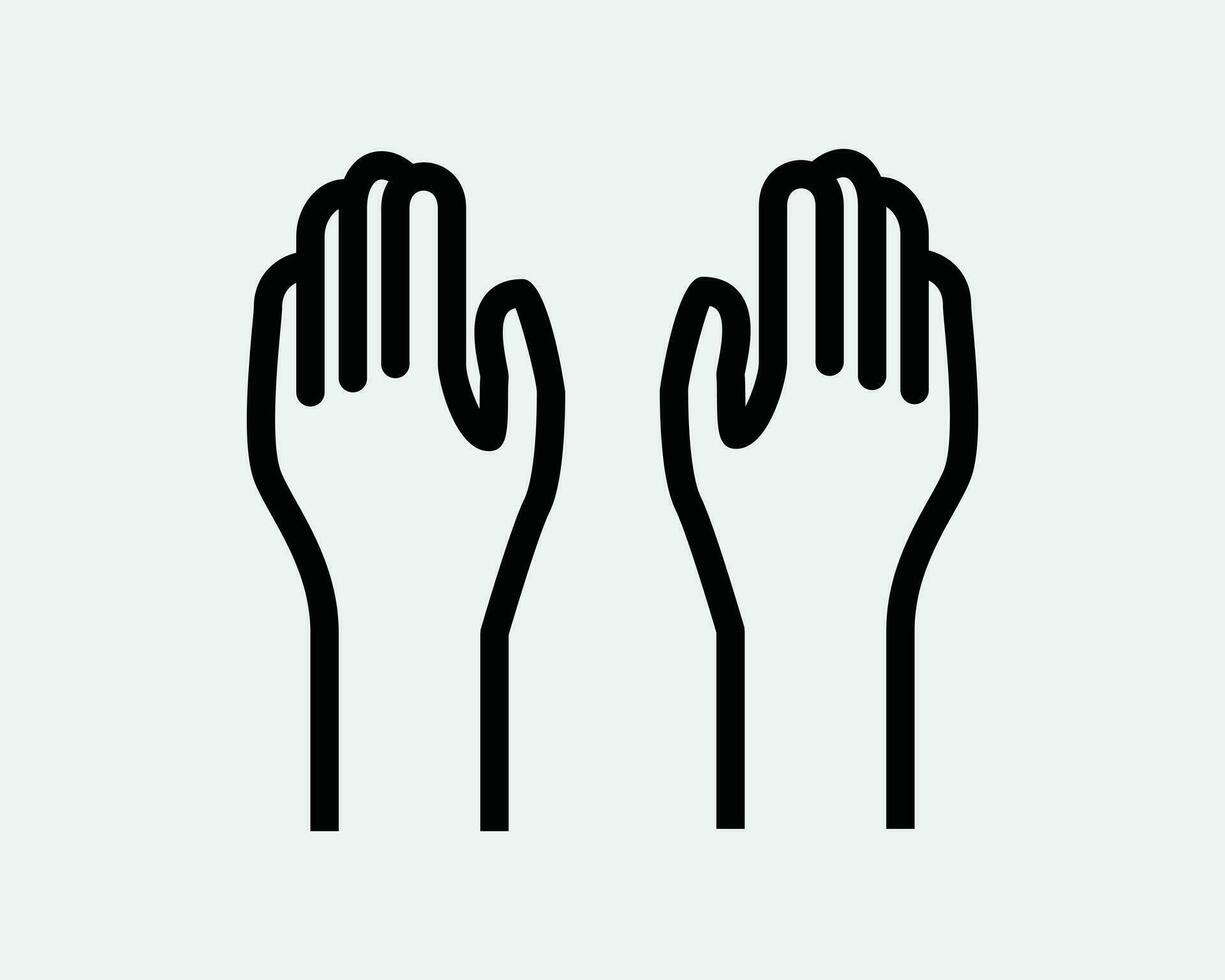 Two Hands Icon. 2 Arms Raise Up Praise Reach Out Fingers Palm Surrender