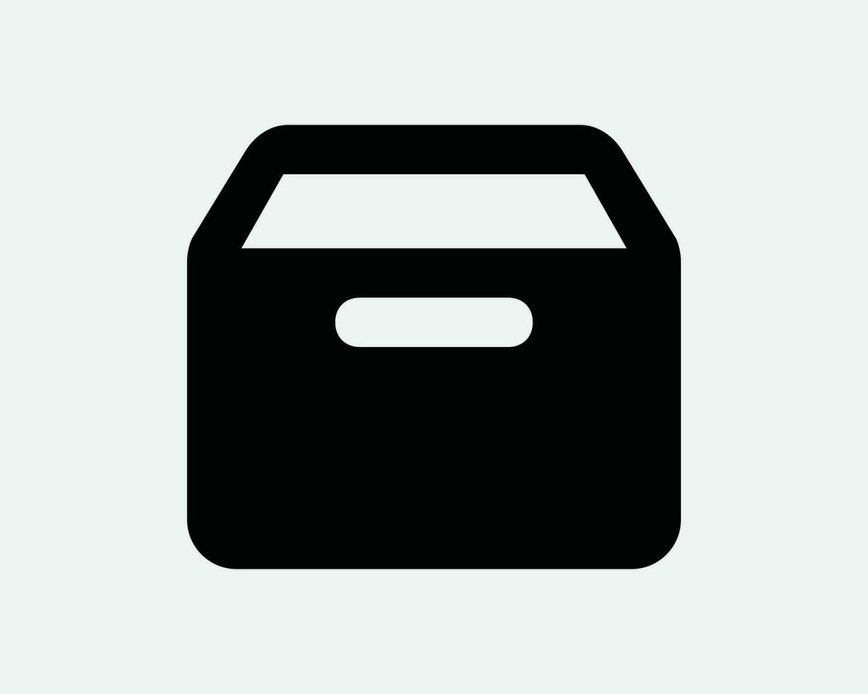 envase caja icono. almacenamiento archivo cajón Envío paquete entrega parcela. negro blanco firmar símbolo ilustración obra de arte gráfico clipart eps vector
