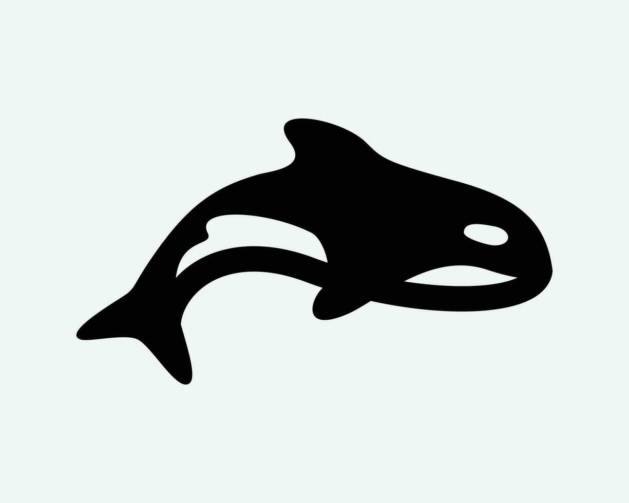 Orca Whale Icon. Sea Ocean Marine Animal Creature Wildlife Predator Swim Killer Fish Sign Symbol Black Artwork Graphic Illustration Clipart EPS Vector