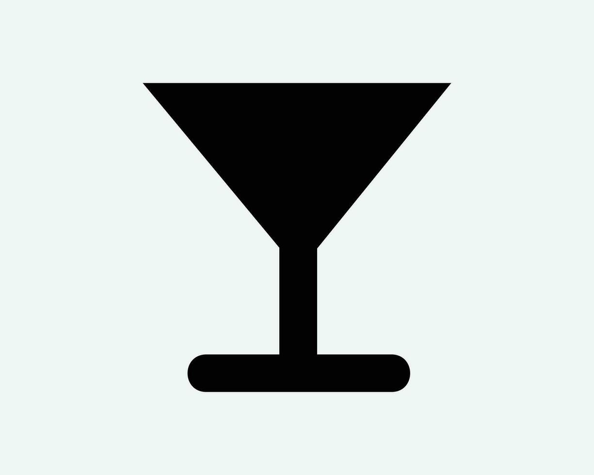 Cocktail Glass Icon. Alcohol Bar Martini Beverage Party Wine Cup Shape Margarita Sign Symbol Black Artwork Graphic Illustration Clipart EPS Vector