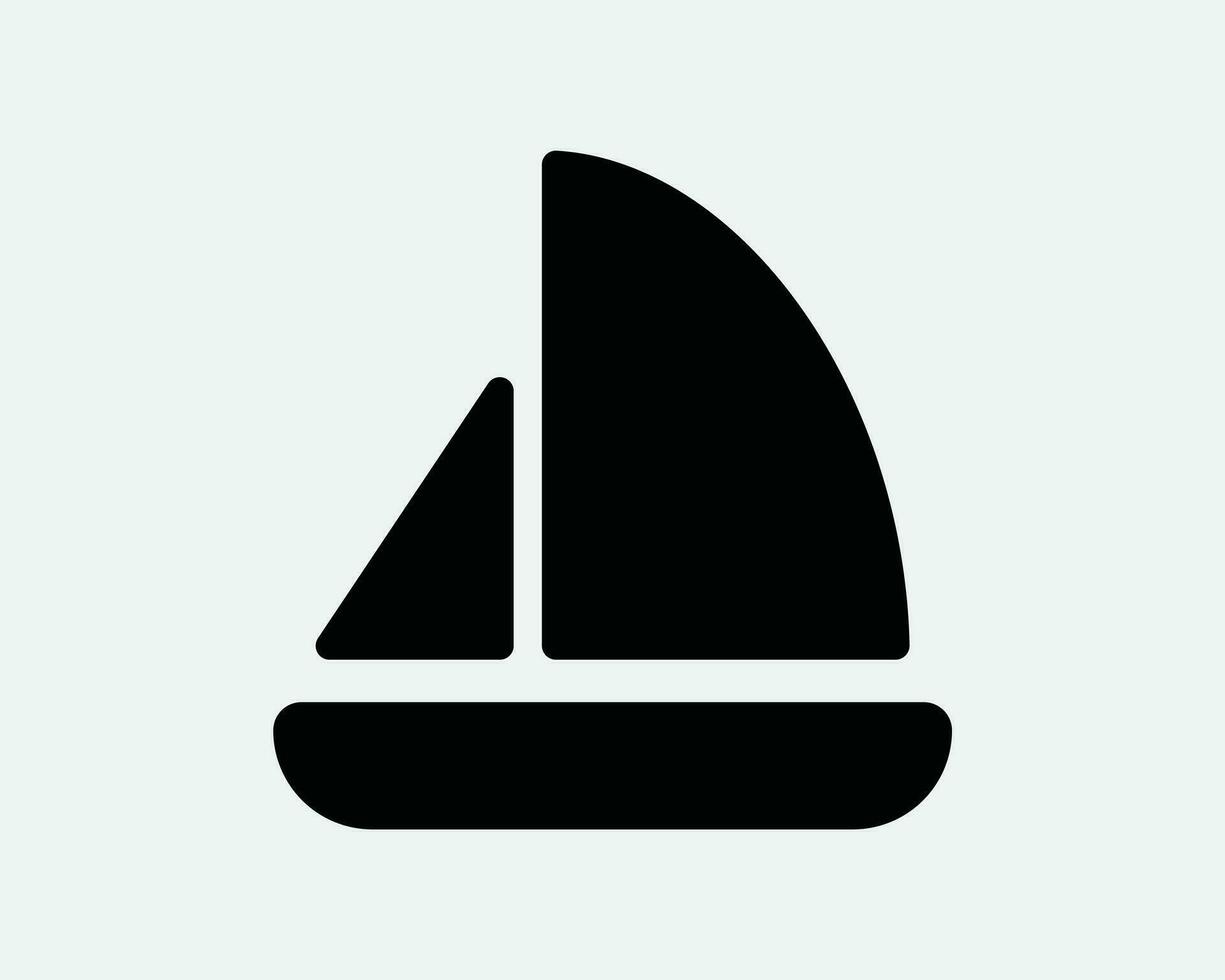 Sailboat Icon. Sail Boat Yacht Ship Water Sea Ocean Vessel Transportation Black and White Sign Symbol Illustration Artwork Graphic Clipart EPS Vector