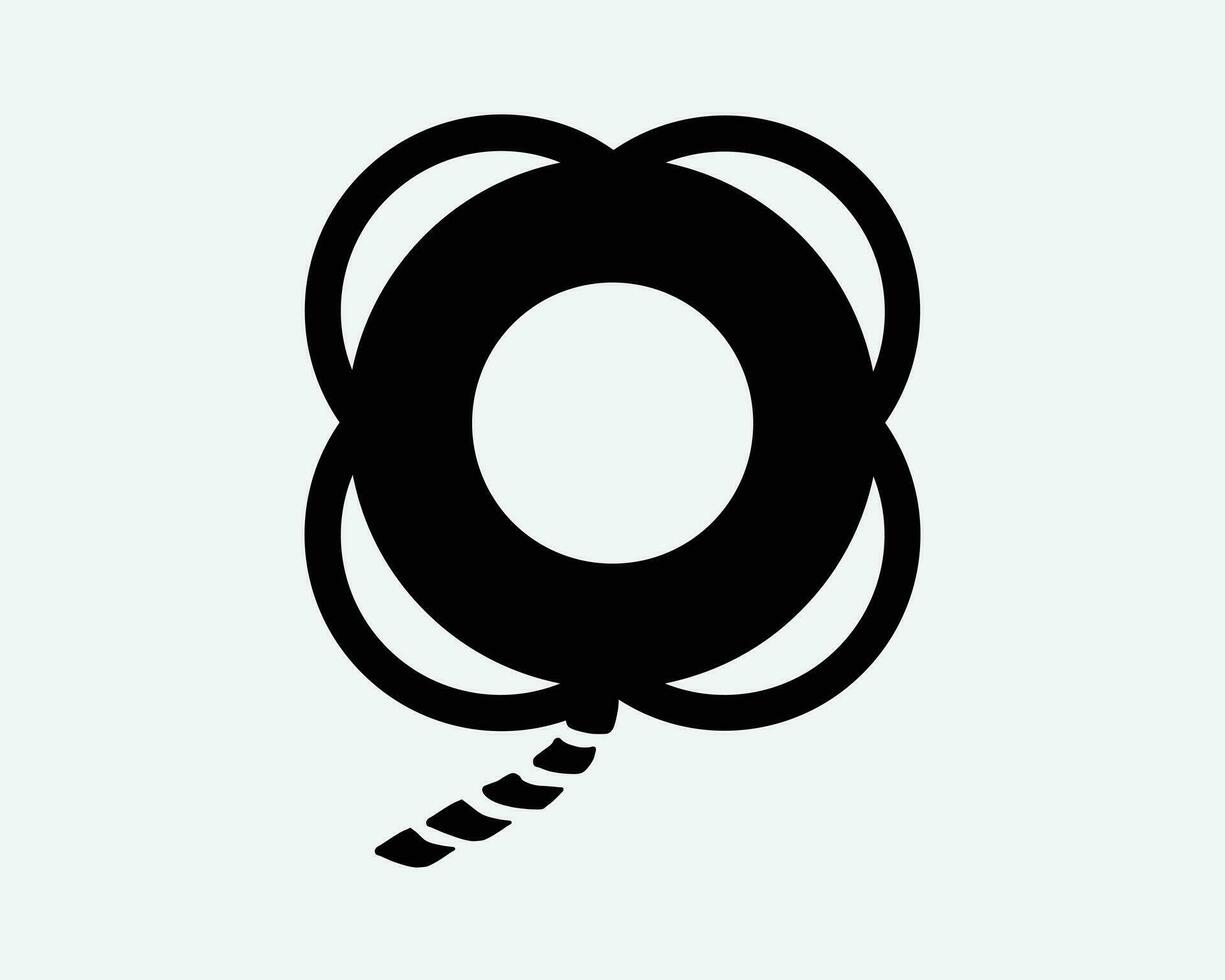 boya salvavidas anillo vida boya salvador de la vida con línea cuerda cuerda negro blanco silueta firmar símbolo icono gráfico clipart obra de arte ilustración pictograma vector