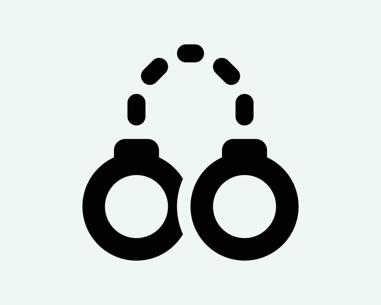 Handcuffs Chain Icon. Crime Criminal Police Law Justice Prisoner Arrest Jail Prison Sign Symbol Black Artwork Graphic Illustration Clipart EPS Vector