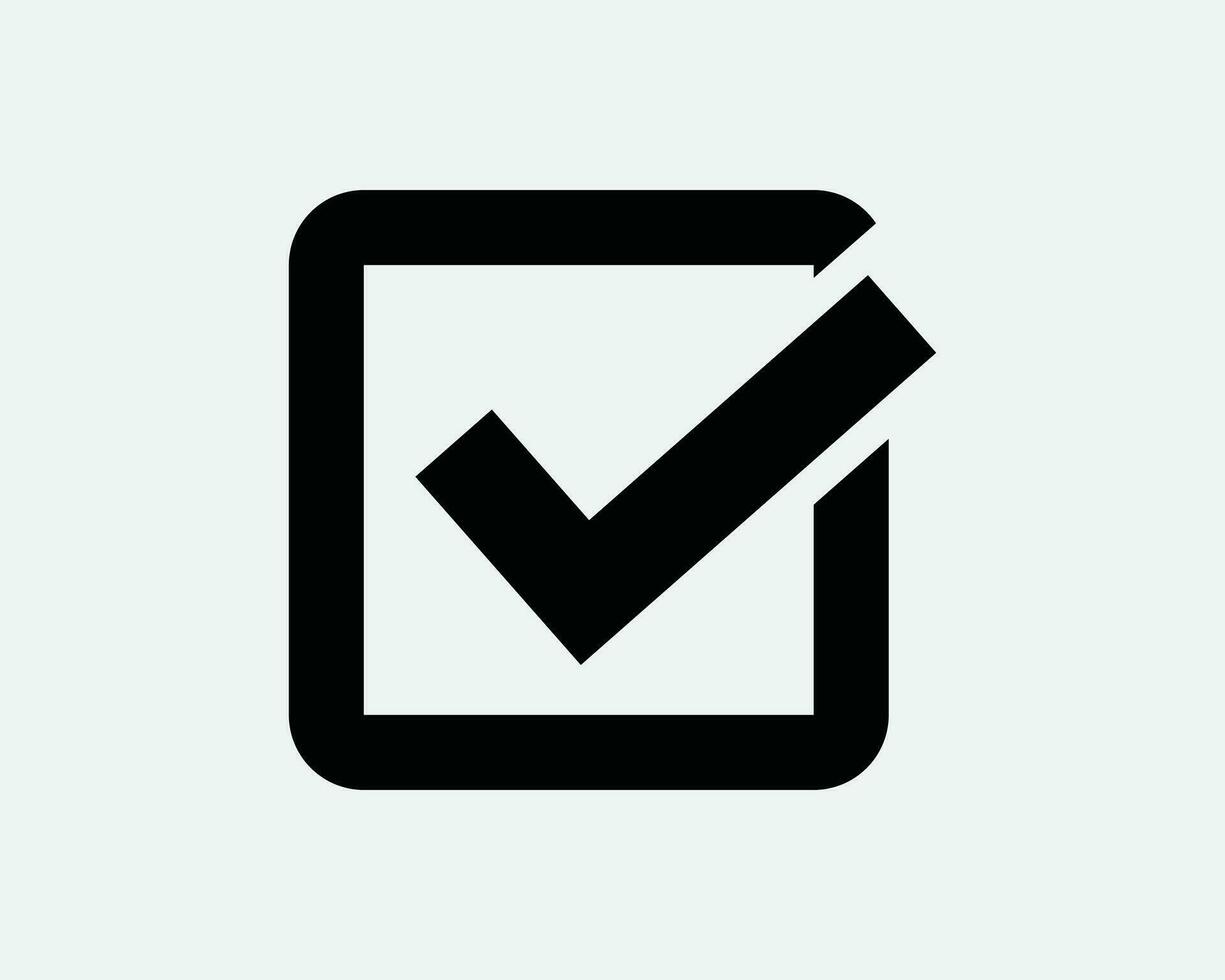 Checkbox Icon. Black Tick Mark Check Box Accept Checklist Approved Voting Poll Confirm Sign Symbol Artwork Graphic Illustration Clipart Vector Cricut