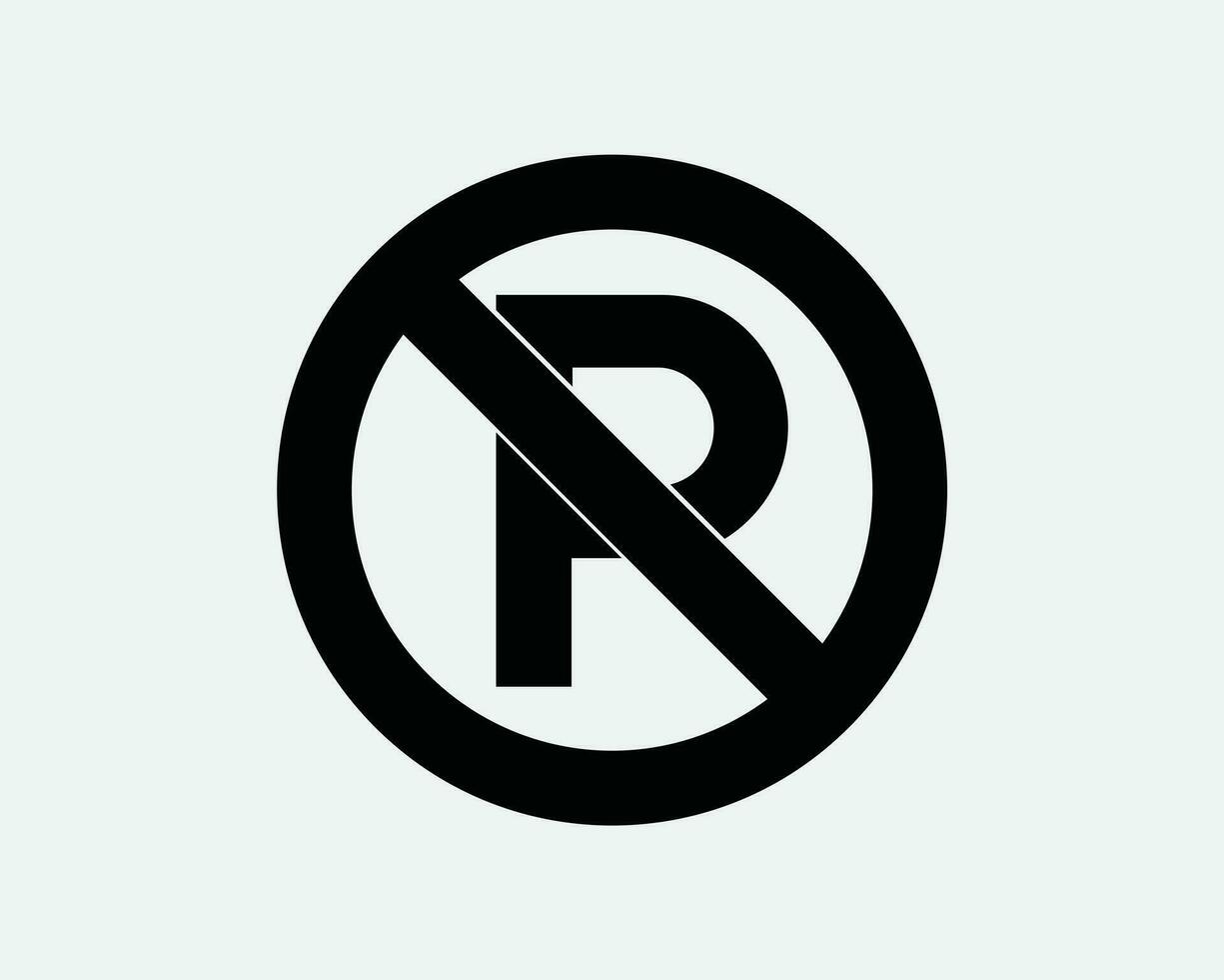 No Parking Black Sign. Road Symbol Icon Prohibited Prohibition Restricted Zone Street Car Park Rule Law Artwork Graphic Illustration Clipart Vector