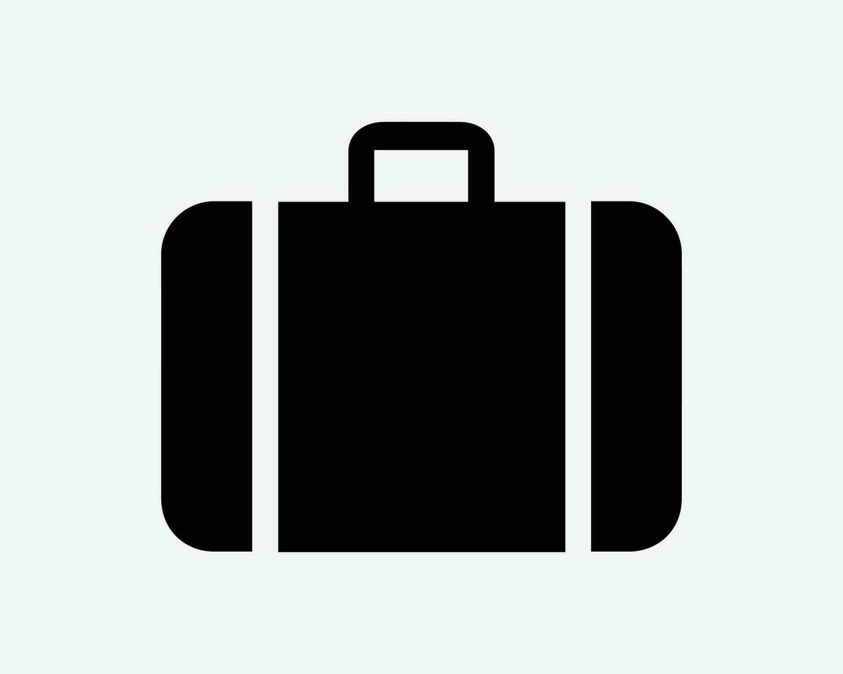 Baggage Icon. Suitcase Travel Hand Carry On Bag Luggage Handle Document File Case Sign Symbol Black Artwork Graphic Illustration Clipart EPS Vector