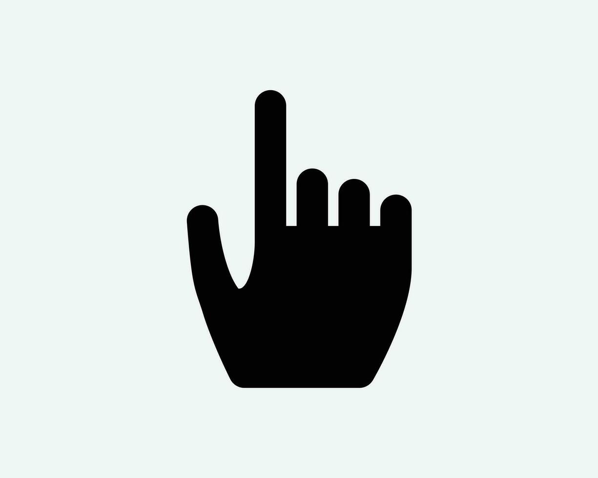 Finger Point Icon. Cursor Click Hand Pointer Press Push Touch Tap Mouse Choice Here Sign Symbol Black Artwork Graphic Illustration Clipart EPS Vector