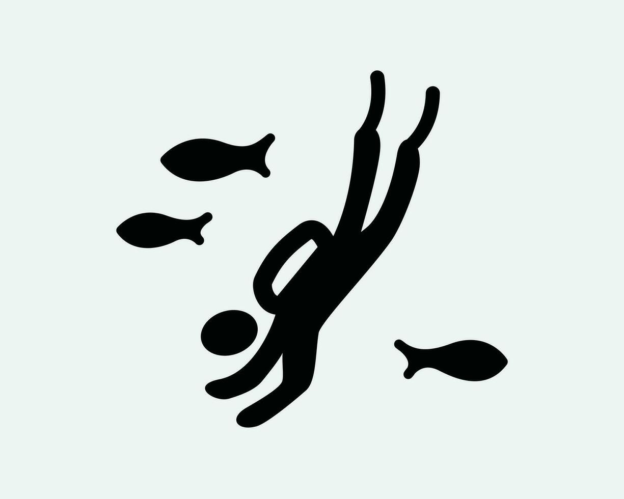 submarino bucear icono. hombre escafandra autónoma buceo buzo submarino mar Oceano pescado marina negro blanco firmar símbolo ilustración obra de arte gráfico clipart eps vector