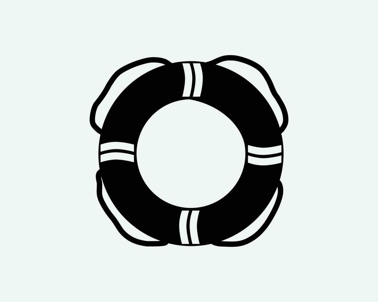 Lifebuoy Ring Life Buoy Float Floatation Emergency Rescue Black White Silhouette Sign Symbol Icon Clipart Graphic Artwork Pictogram Illustration Vector