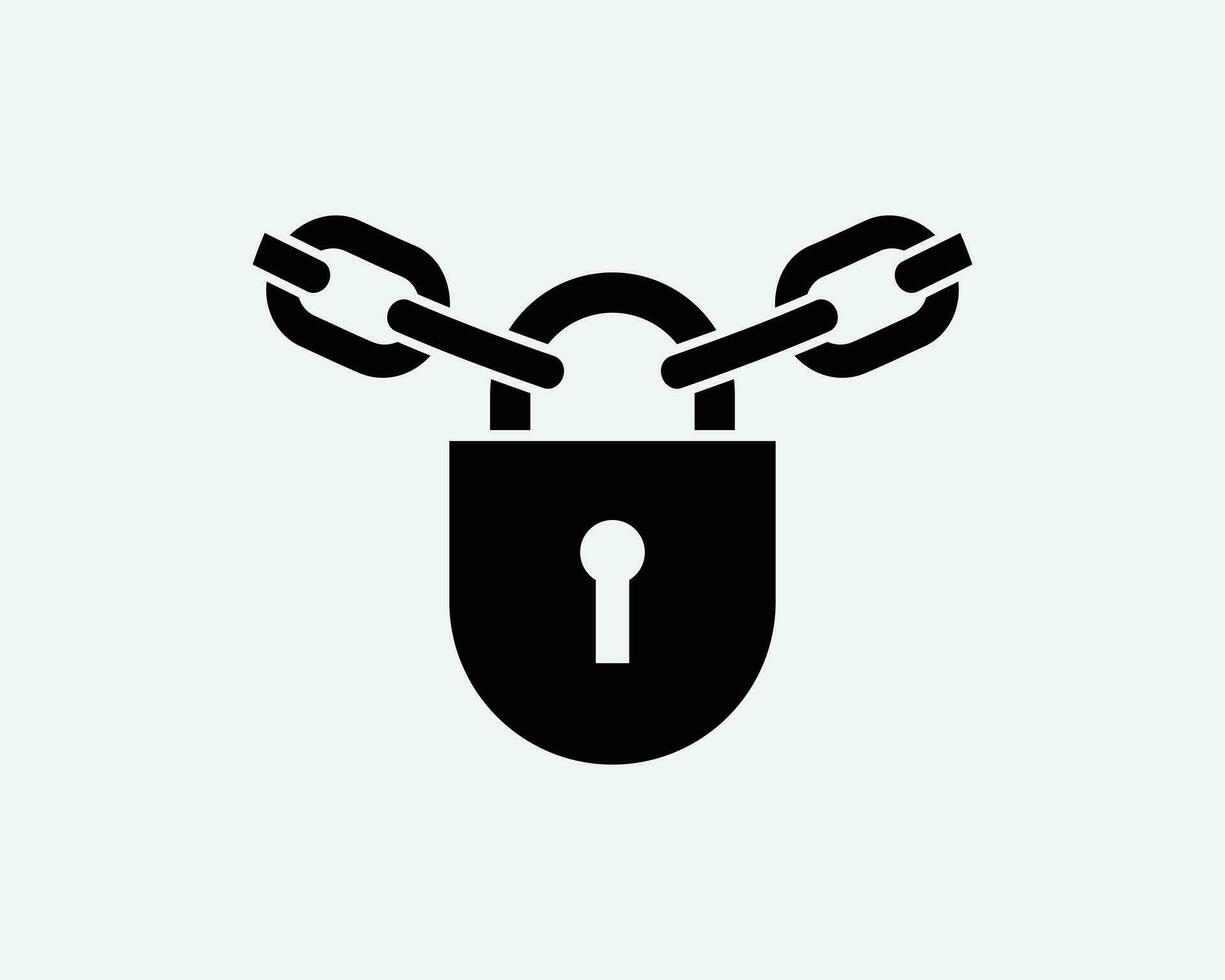 Chain Lock Icon Pad Lock Steel Metal Keyhole Padlock Black White Silhouette Symbol Icon Sign Graphic Clipart Artwork Illustration Pictogram Vector