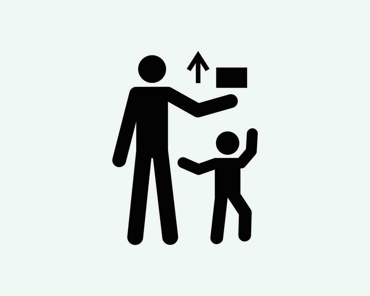 mantener fuera de alcanzar de niños niño niño la seguridad seguro negro blanco silueta símbolo icono firmar gráfico clipart obra de arte ilustración pictograma vector