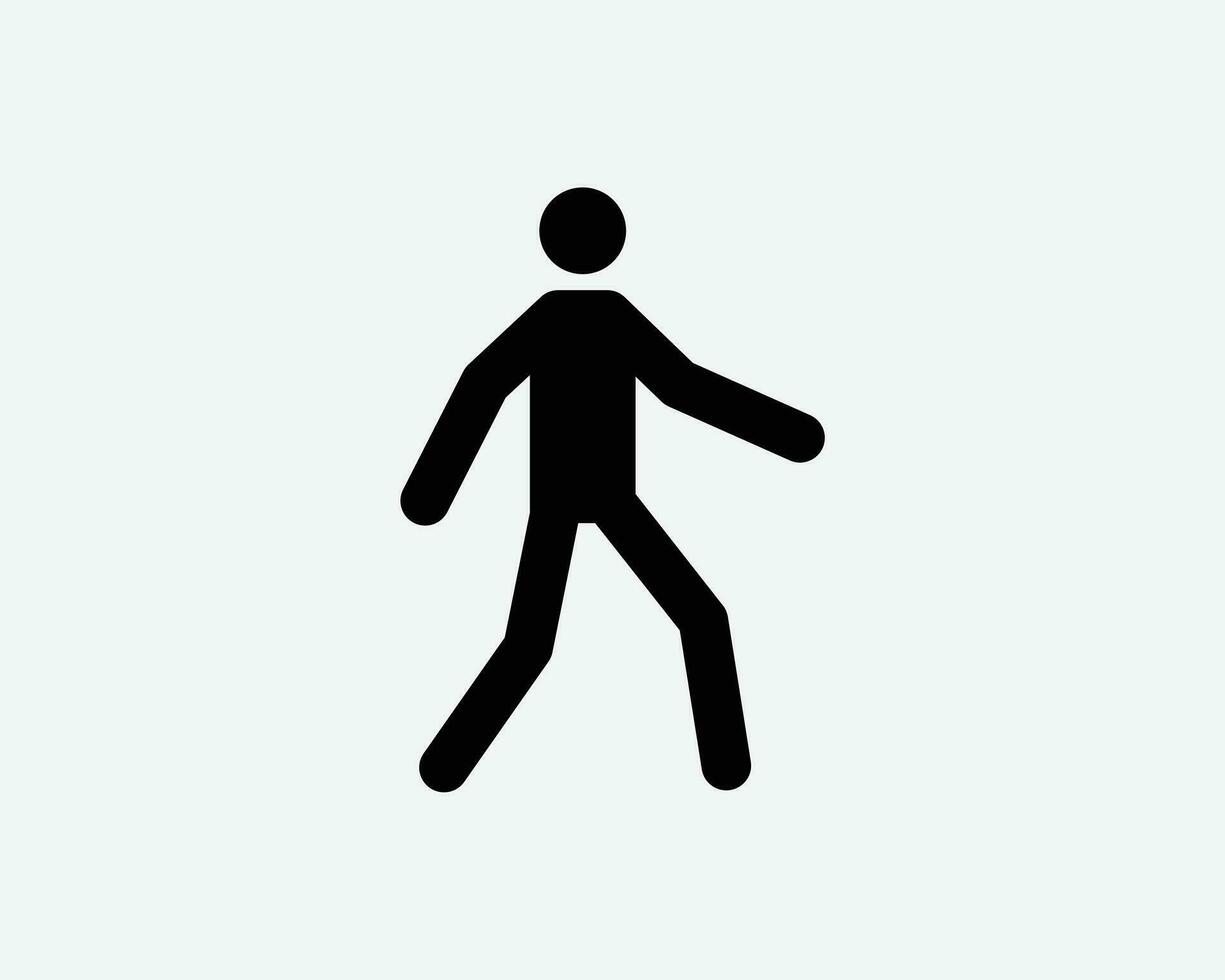 Pedestrian Walking Man Stick Figure Walk Cross Crossing Black White Silhouette Symbol Icon Sign Graphic Clipart Artwork Illustration Pictogram Vector