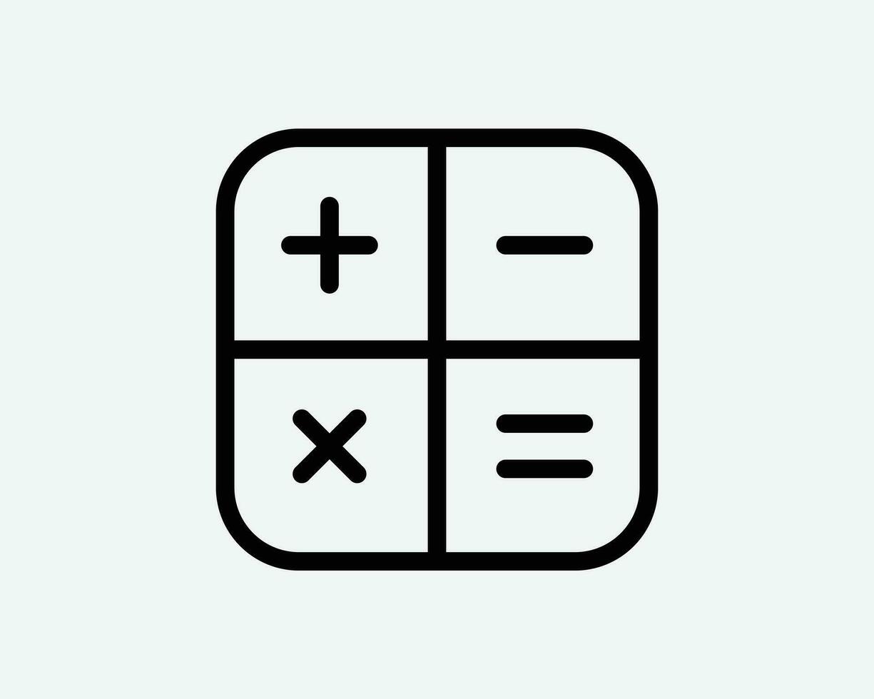 Calculator App Icon. Math Mathematic Calculation Calculate Finance Accounting Bank Sign Symbol Black Artwork Graphic Illustration Clipart EPS Vector