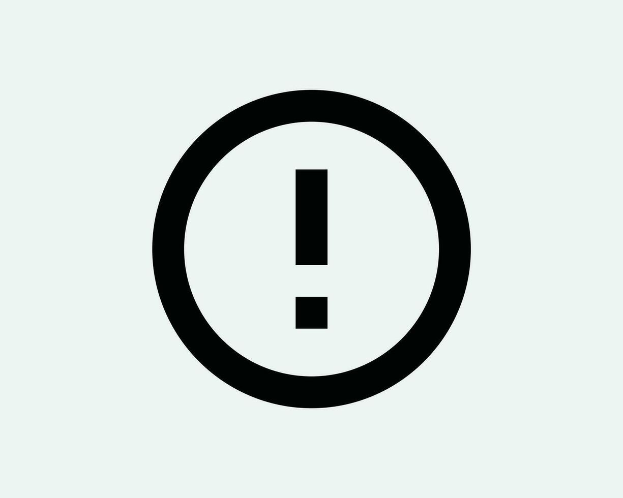 Round Error Icon. Notice Warning Problem Exclamation Point Symbol. Attention Critical Issue Sign. Black and White Vector Graphic Illustration Clipart