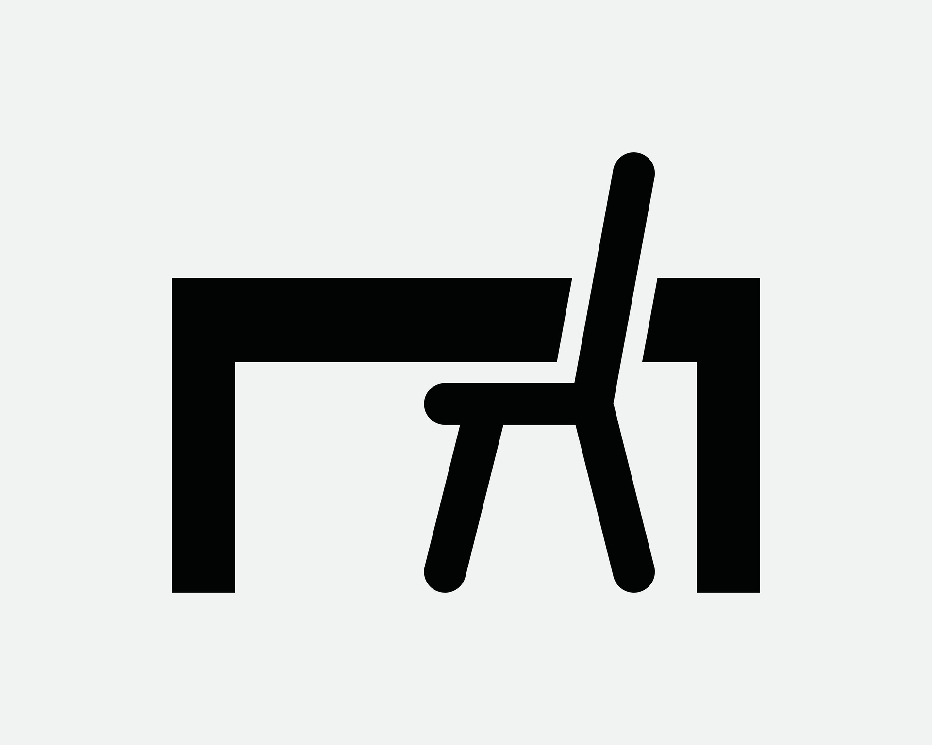 Table and Chair Icon. Desk Seat Furniture Side View Dining Office