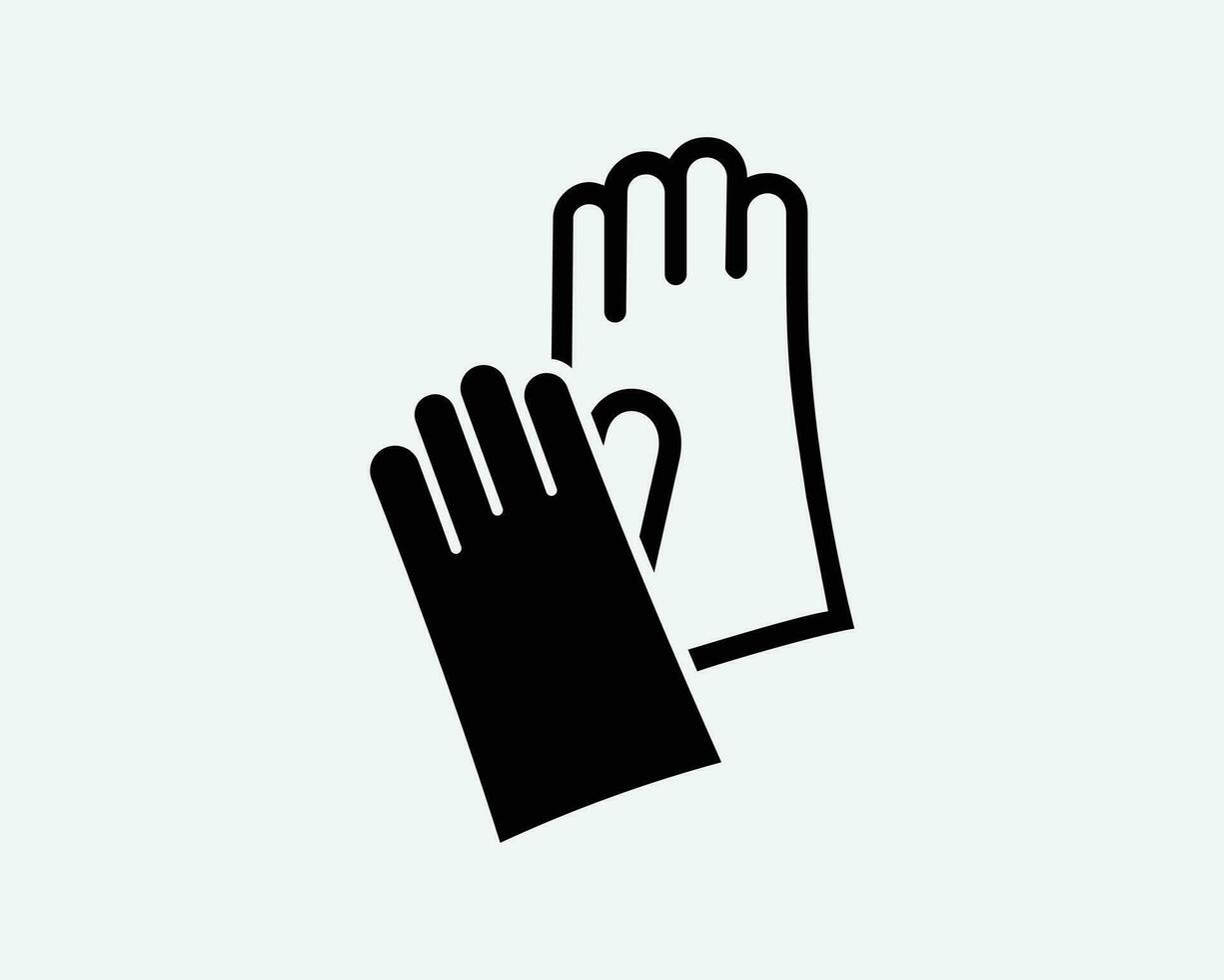 Gloves Icon Hand Protection Latex Rubber Medical Outline Pair Black White Silhouette Symbol Sign Graphic Clipart Artwork Illustration Pictogram Vector