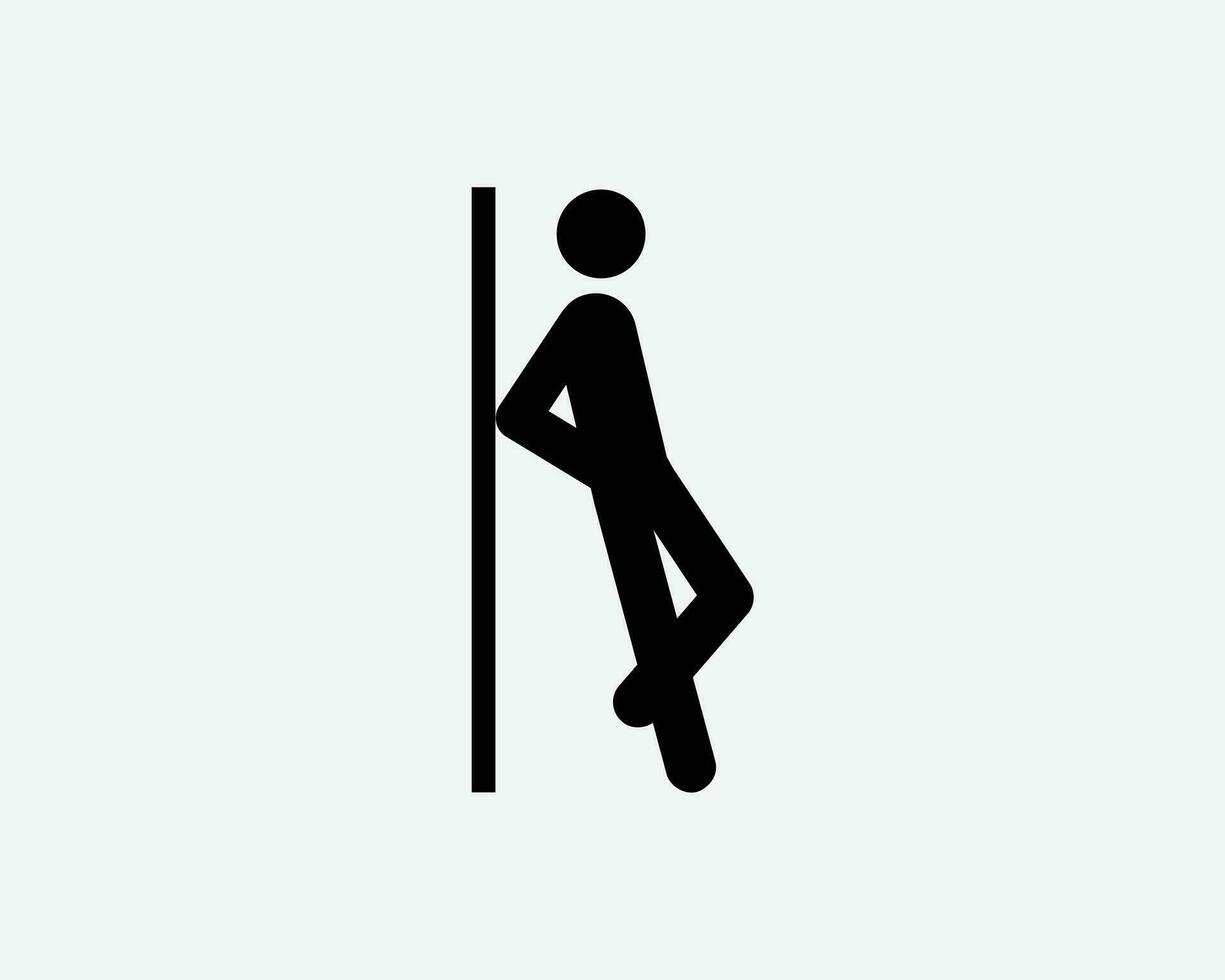 Man Leaning Against Wall Icon Tired Rest Resting Lean Stick Figure Vector Black White Silhouette Symbol Sign Graphic Clipart Artwork Illustration Pictogram