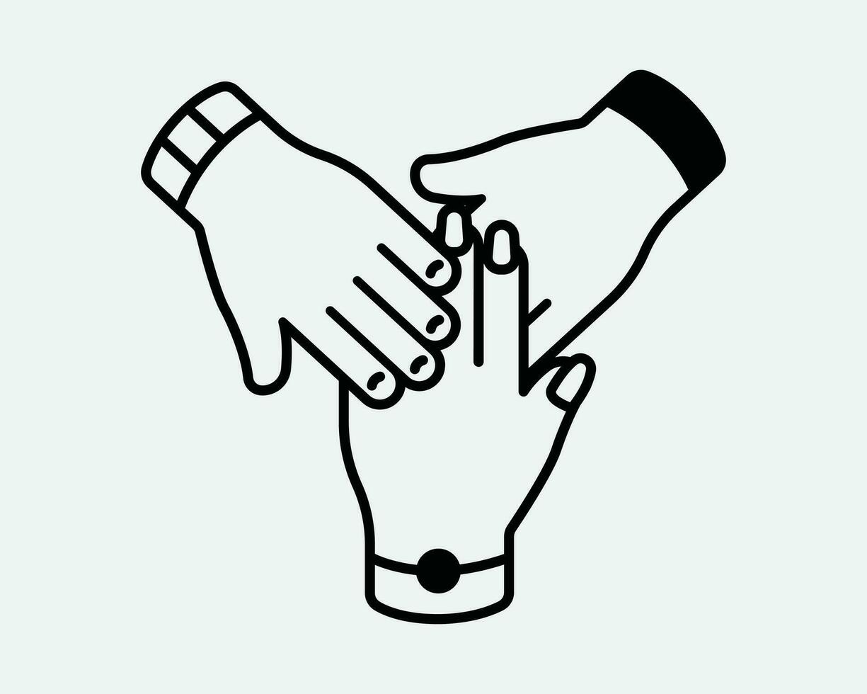 Teamwork Icon. Hands Friendship Cooperation Group Partnership Team Work Support Community. Black White Sign Symbol Artwork Graphic Clipart EPS Vector