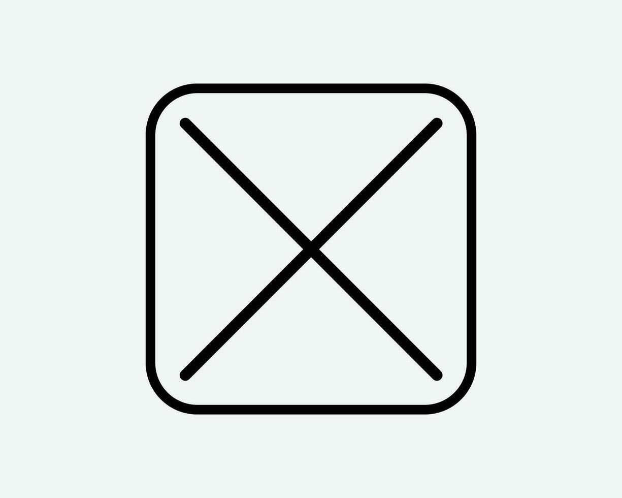 Cross Checkbox Line Icon. X Answer Check Choice Mark Wrong Negative Vote Voting Mark Sign Symbol Black Artwork Graphic Illustration Clipart EPS Vector