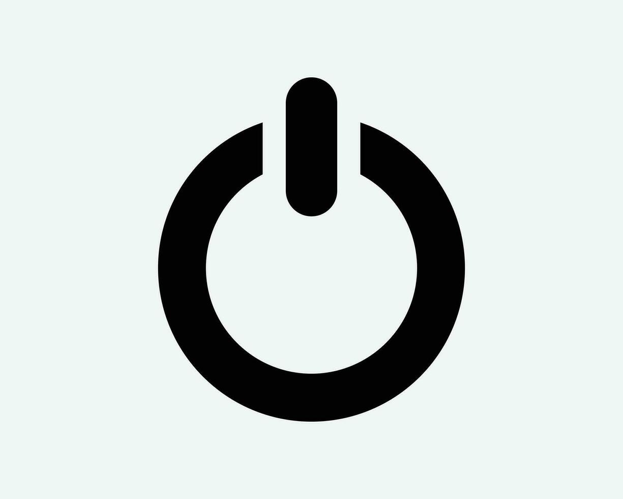 On Off Power Icon. Start Stop Button Switch Computer Shutdown Round Shape Outline Sign Symbol Black Artwork Graphic Illustration Clipart EPS Vector