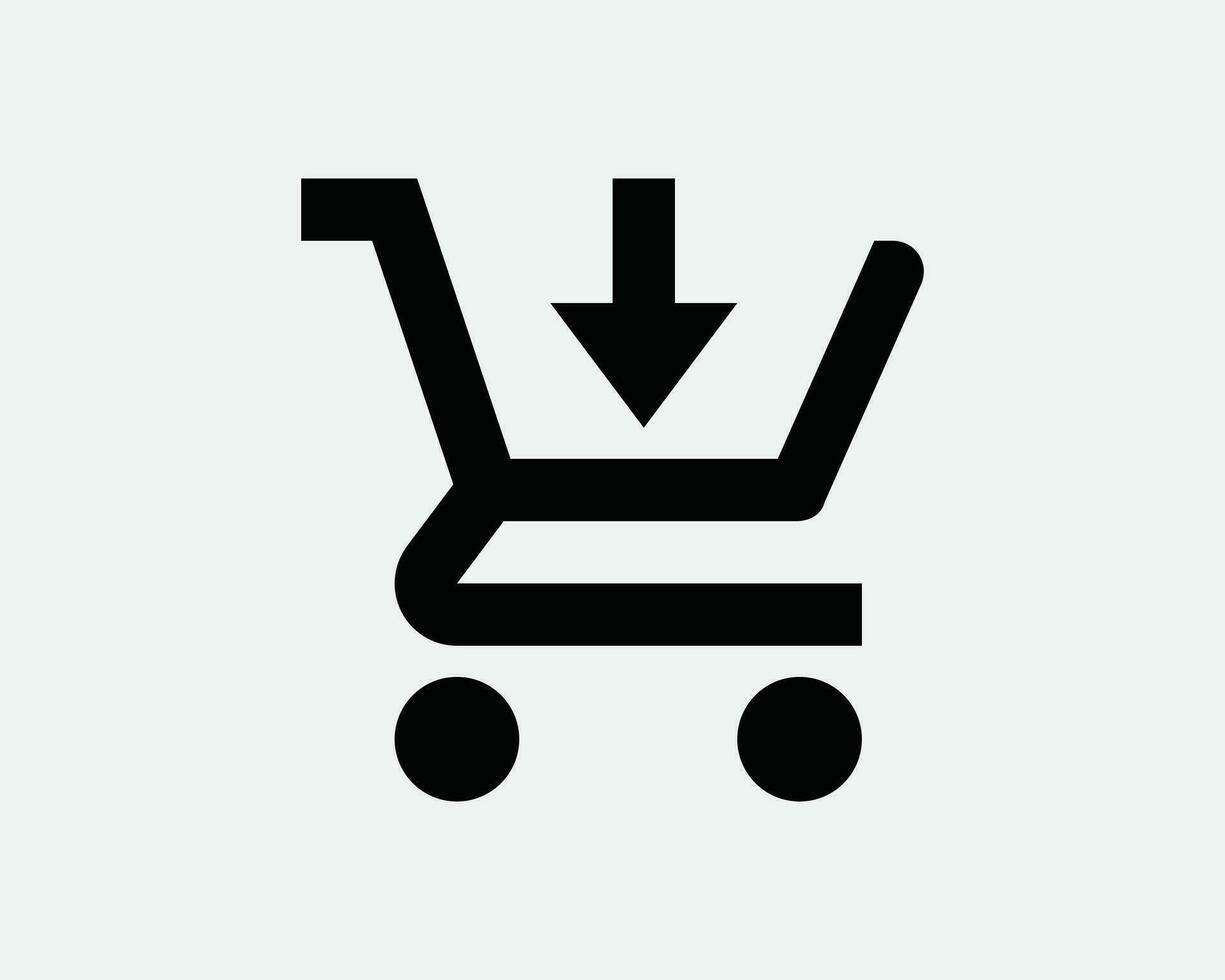 Purchase Cart Arrow Icon. Down Download Insert Shopping Trolley Commerce Retail Sale Shop. Black White Sign Symbol Artwork Graphic Clipart EPS Vector