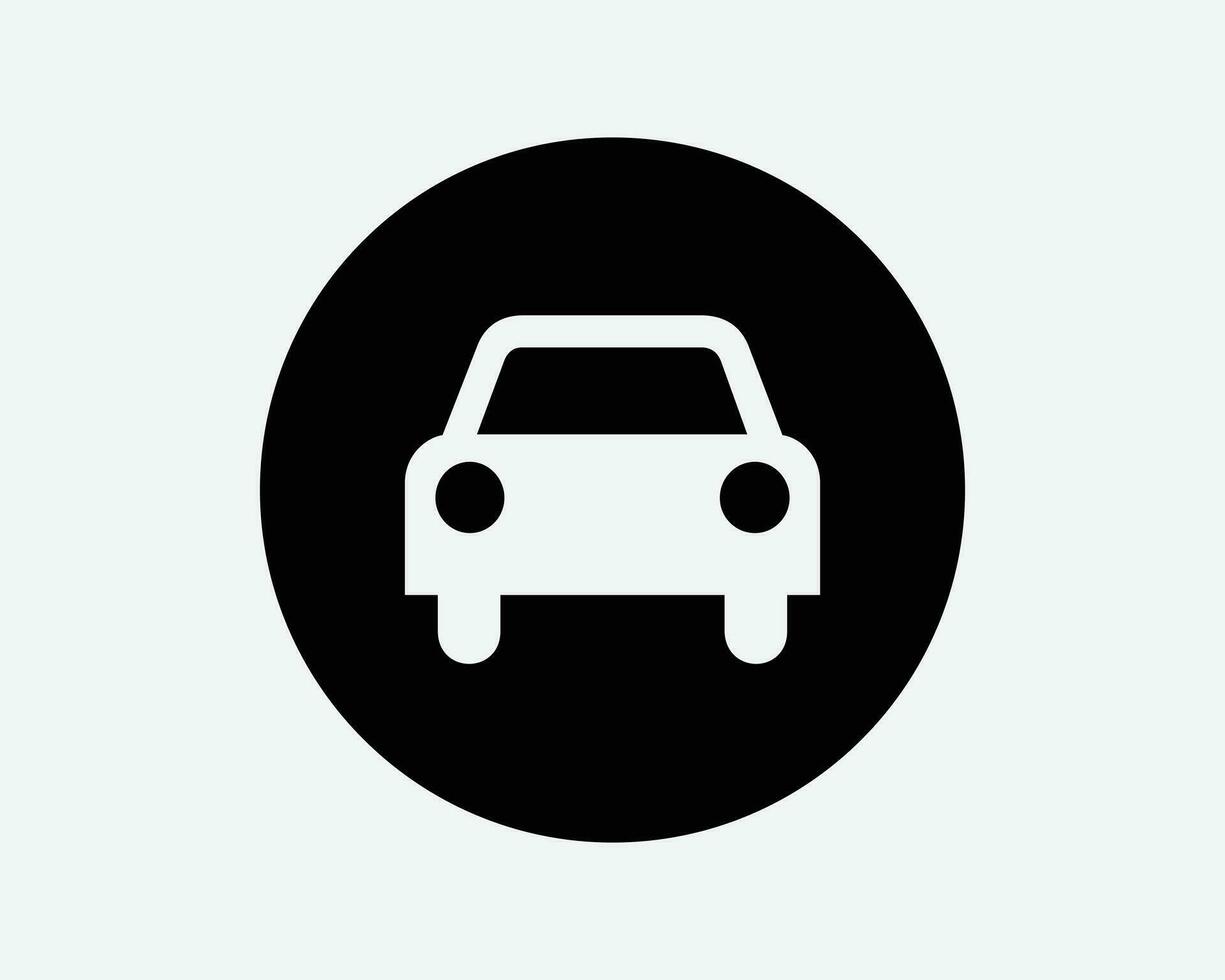 Car Round Icon Transport Automotive Vehicle Transportation Drive Traffic Road Circle Sign Symbol Black Artwork Graphic Illustration Clipart EPS Vector