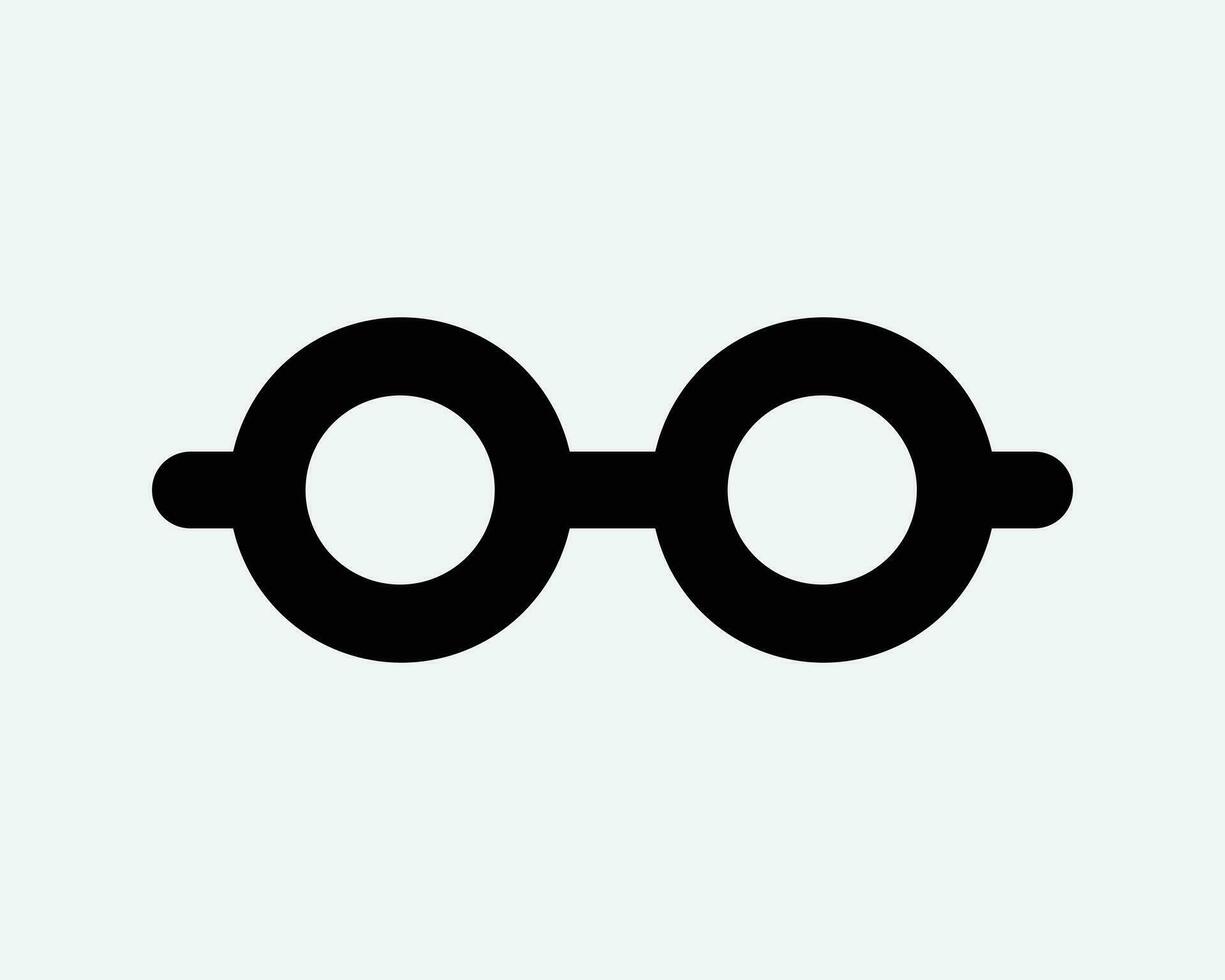 Glasses Icon. Optical Lens Eye Vision Spectacles Eyesight Glass Vision Round Specs Sign Symbol Black Artwork Graphic Illustration Clipart EPS Vector