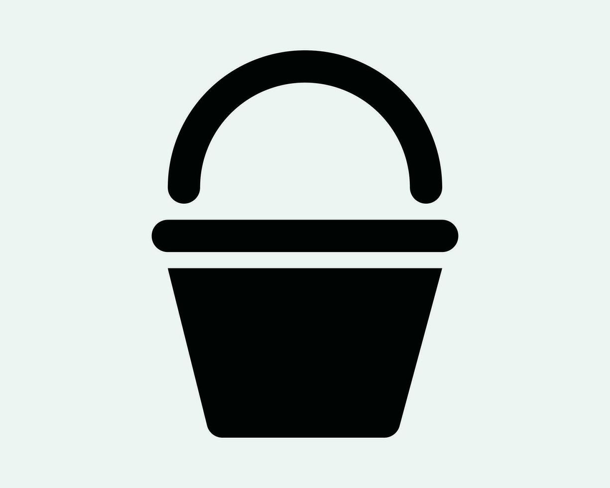 Bucket Pail Icon. Pot Water Container Trashcan Trash Garbage Can Bin Clean Wash Black White Sign Symbol Shape Illustration Graphic Clipart EPS Vector