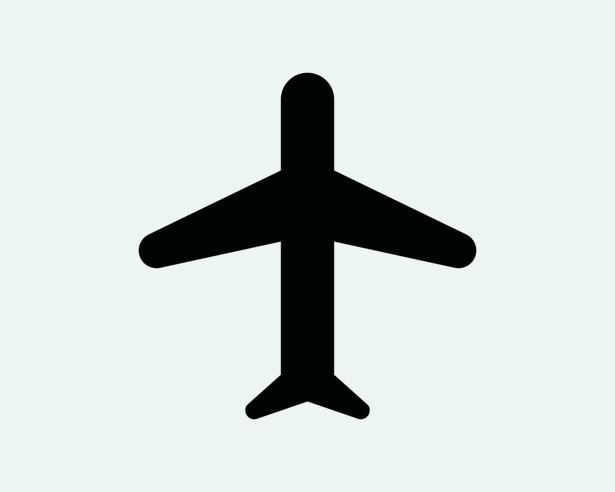 Plane Icon Airport Airplane Aircraft Flight Airline Aviation Jet Travel Black White Sign Symbol Illustration Artwork Graphic Clipart Shape EPS Vector