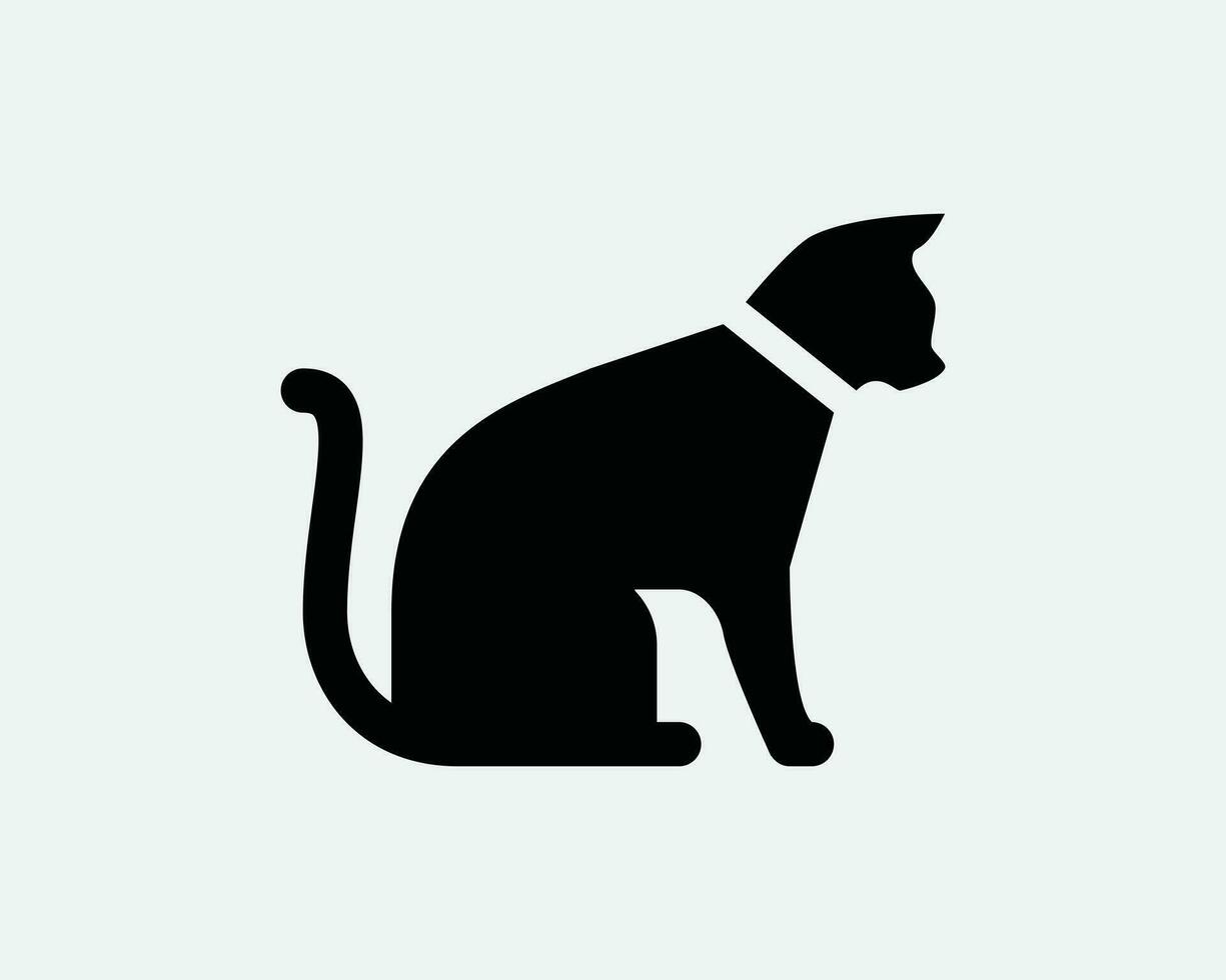 Cat Silhouette Icon. Kitten Feline Pet Whole Body Side Profile Sit Sitting Character Symbol Tail Colar Shape Sign Vector Graphic Clipart Cricut Cricut