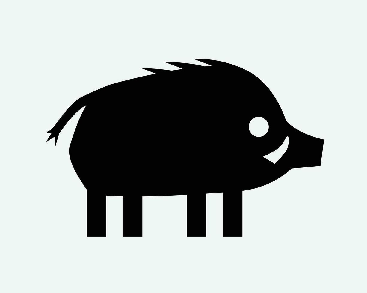 Wild Boar Icon. Animal Pig Wildlife Beast Mammal Swine Hog Shape Outline Cartoon Sign Symbol Black Artwork Graphic Illustration Clipart EPS Vector