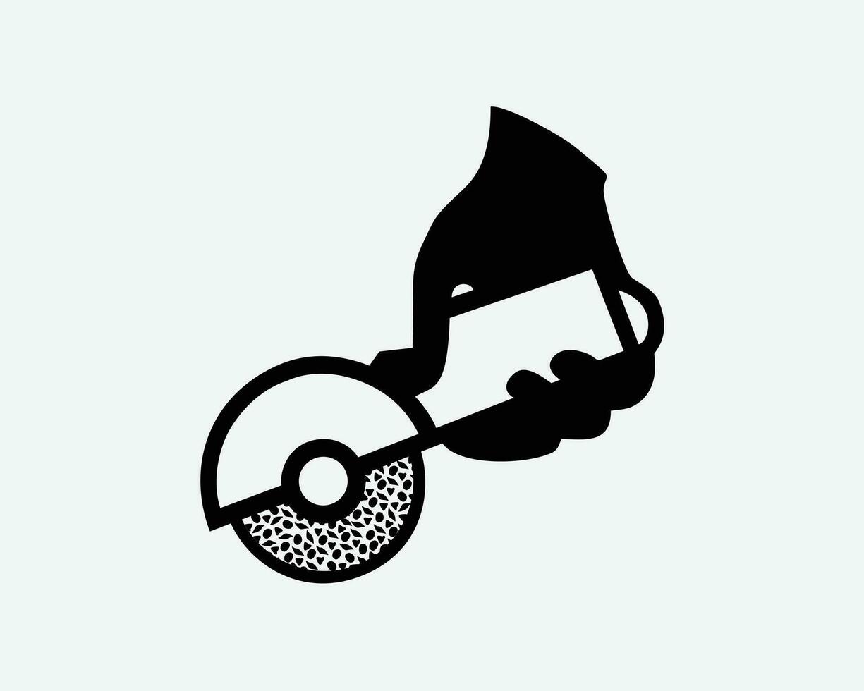 Hand Held Grinder Icon Sand Paper Tool Construction Worker Vector Black White Silhouette Symbol Sign Graphic Clipart Artwork Illustration Pictogram