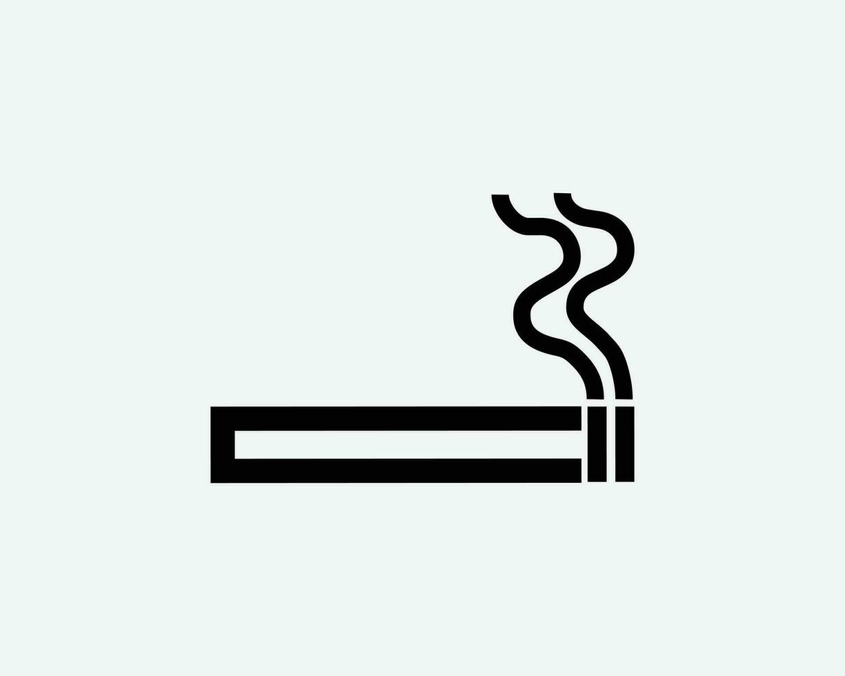 cigarrillo de fumar fumar quemar ardiente ligero negro blanco silueta símbolo icono línea contorno firmar gráfico clipart obra de arte ilustración pictograma vector