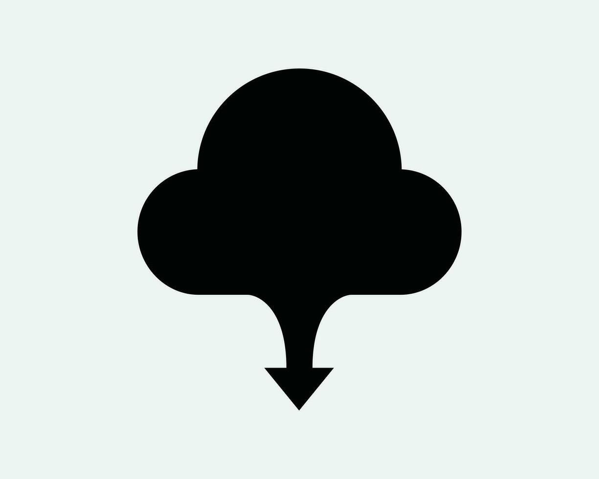 Cloud Download Icon. Black Web Data Storage Server Tech Internet Connection Network Database Sign Symbol Artwork Graphic Illustration Clipart Vector