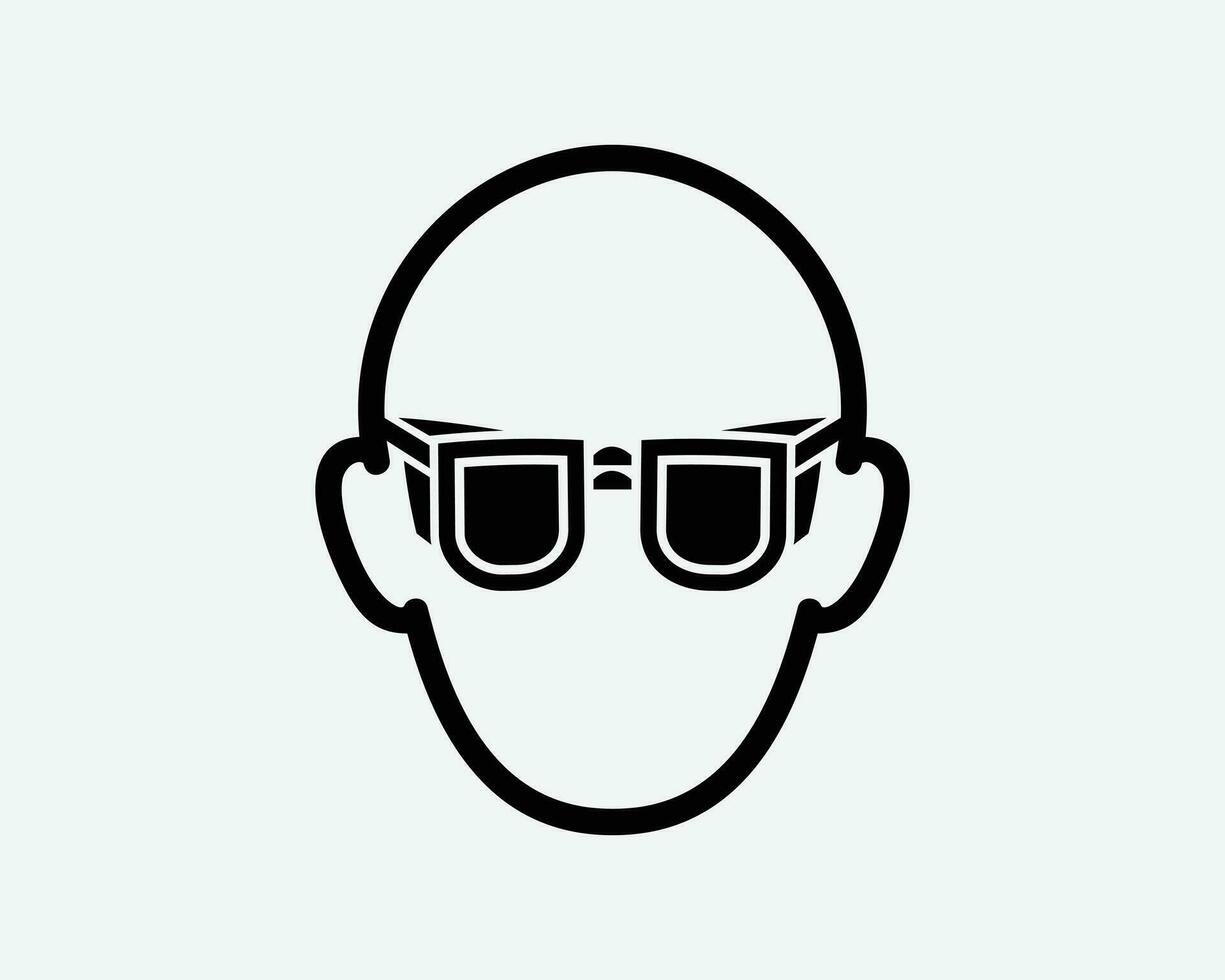 Man Wearing Sunglasses Eye Protection Glasses Goggles Black White Silhouette Sign Symbol Icon Clipart Graphic Artwork Pictogram Illustration Vector