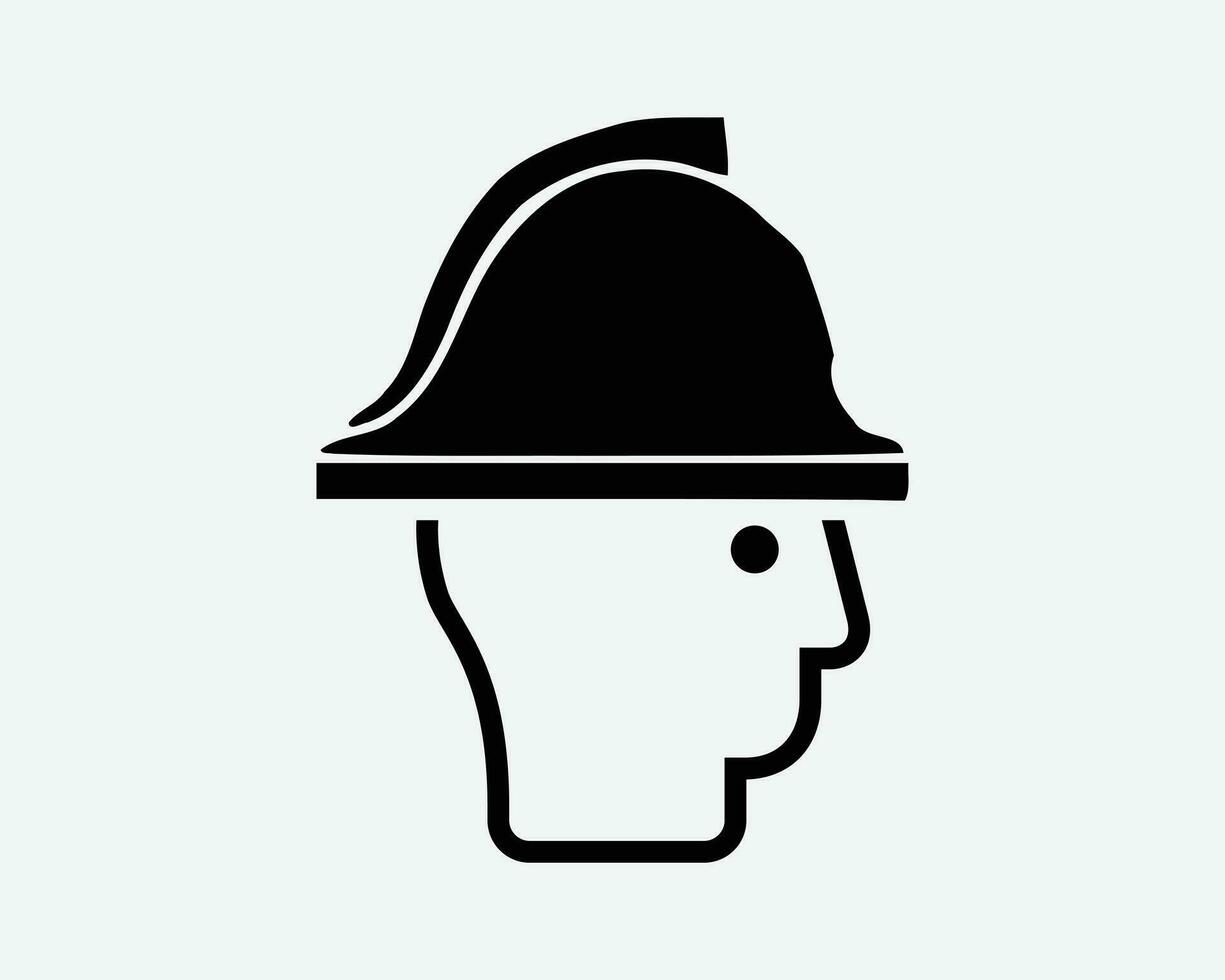 Firefighter Icon Fireman Fire Fighter Cartoon Head Hat Helmet Black White Silhouette Sign Symbol Clipart Graphic Artwork Pictogram Illustration Vector