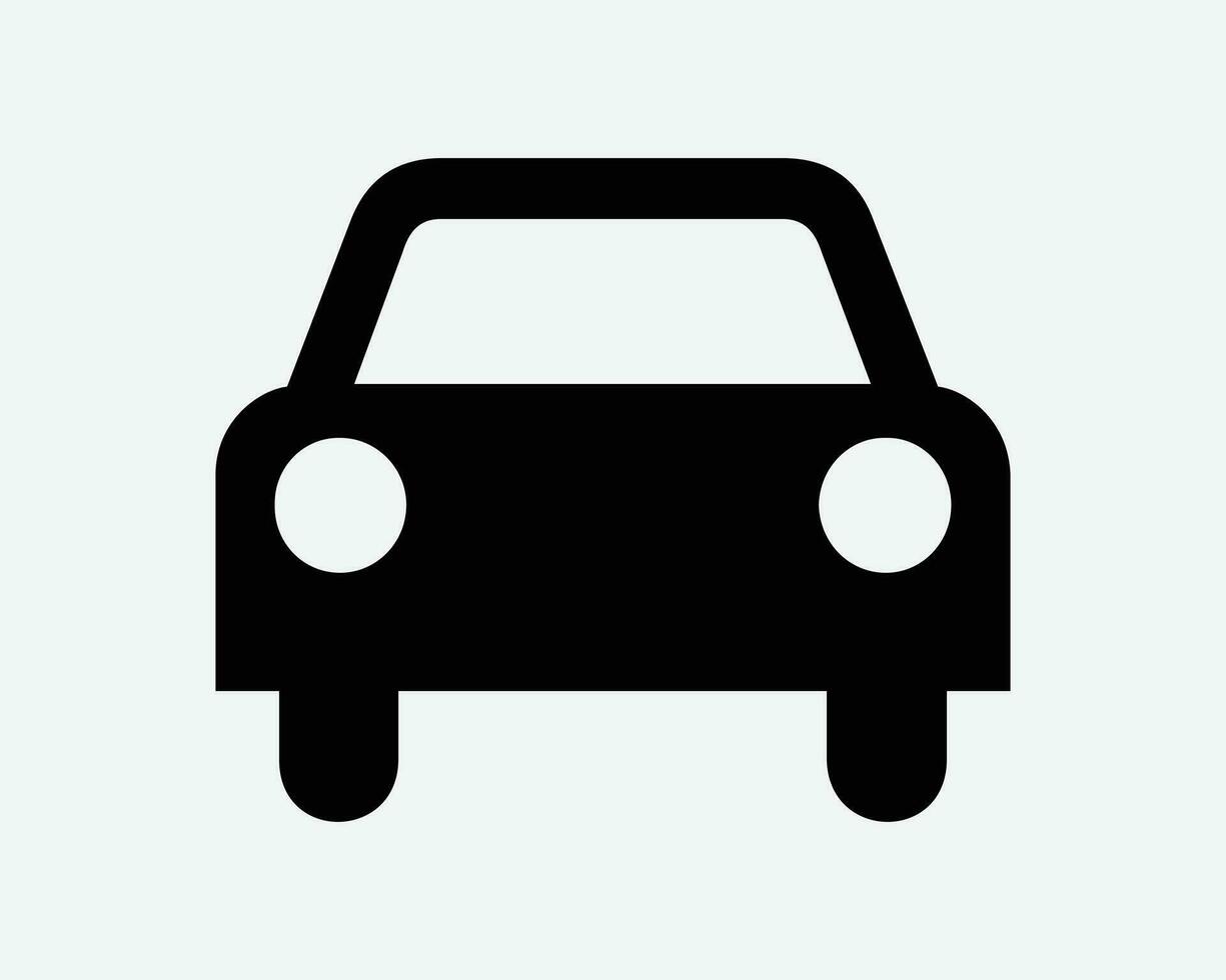 Car Front View Icon Road Vehicle Automotive Transport Transportation Silhouette Shape Sign Symbol Black Artwork Graphic Illustration Clipart EPS Vector