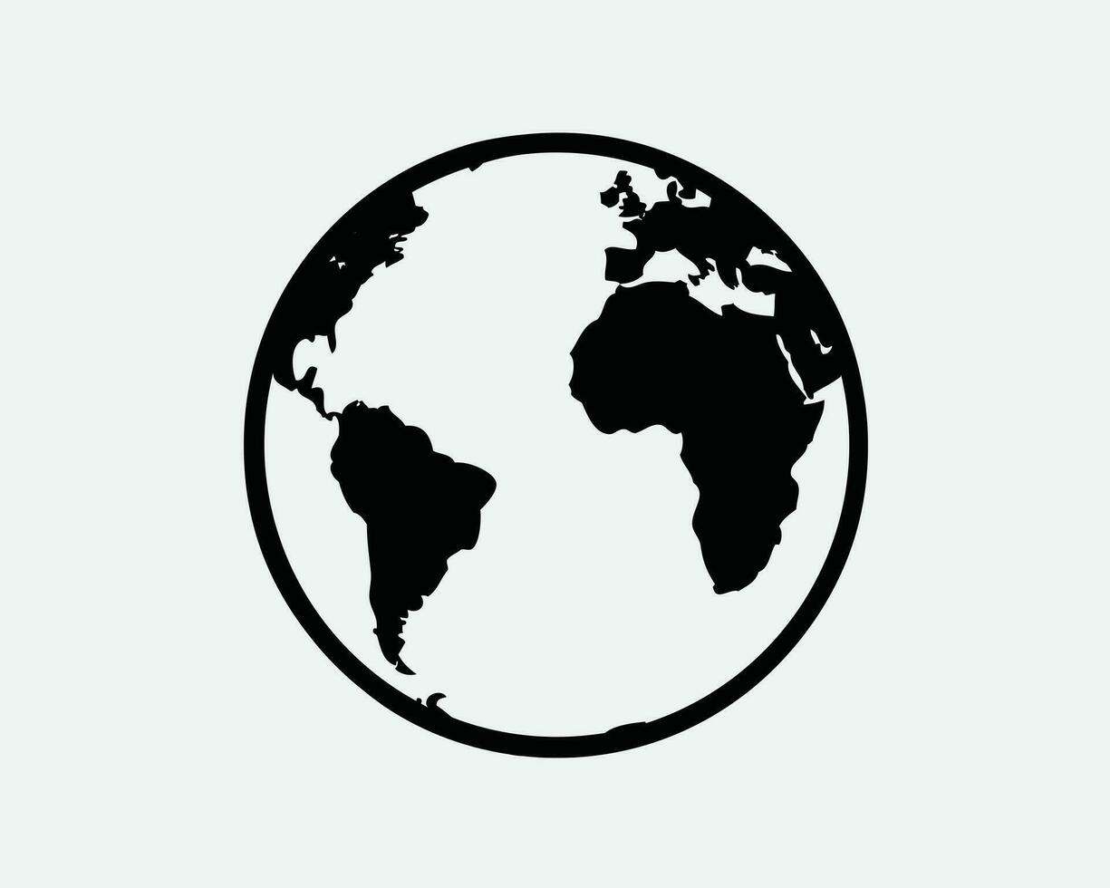 tierra icono mundo globo global planeta en todo el mundo mapa continente geografía esfera negro blanco firmar símbolo ilustración obra de arte gráfico clipart eps vector