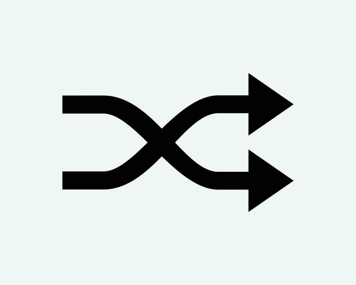 Shuffle Music Icon. Media Player Playlist Random Mix Action Arrow Shape Control Set Sign Symbol Black Artwork Graphic Illustration Clipart EPS Vector