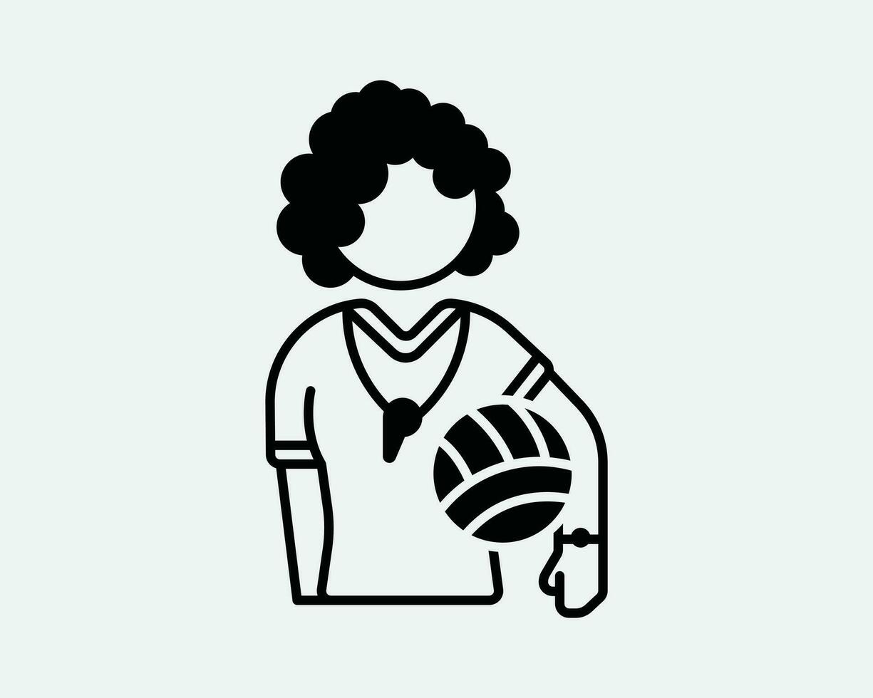 hembra entrenador icono. mujer niña dama atleta baloncesto vóleibol aptitud Deportes pelota entrenador. negro blanco firmar símbolo obra de arte gráfico clipart eps vector