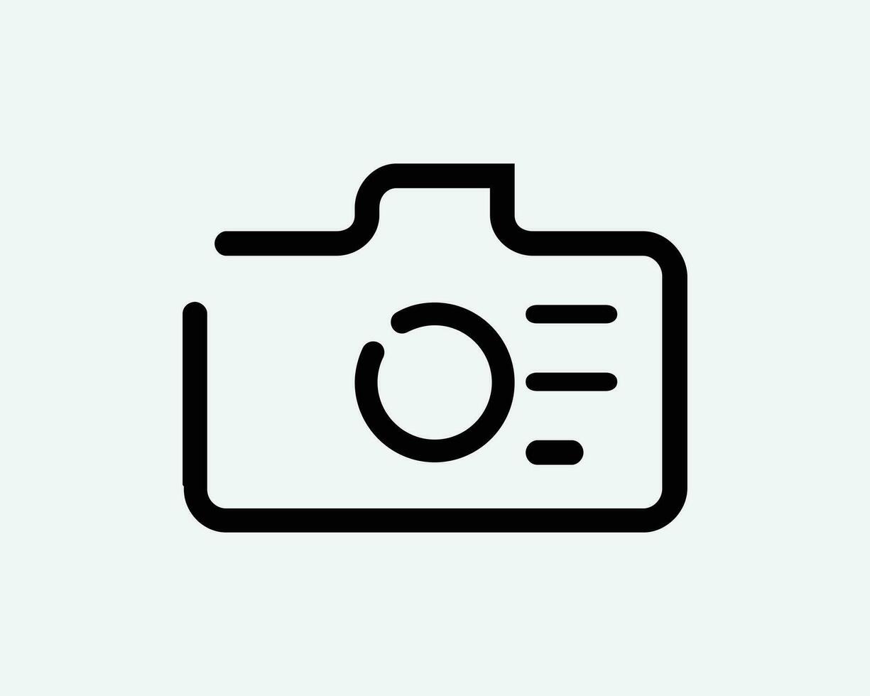 Camera Line Icon. Photo Photography Gallery Picture Pics Image Capture Flash Film Sign Symbol Black Artwork Graphic Illustration Clipart EPS Vector