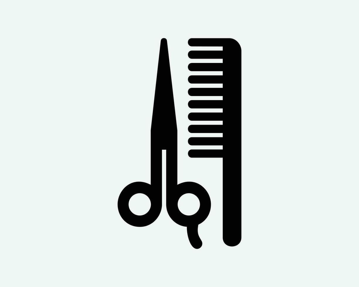 Beauty Salon Icon. Hairdresser Service Barber Hair Cut Style Scissor Scissors Comb Sign Symbol Black Artwork Graphic Illustration Clipart EPS Vector