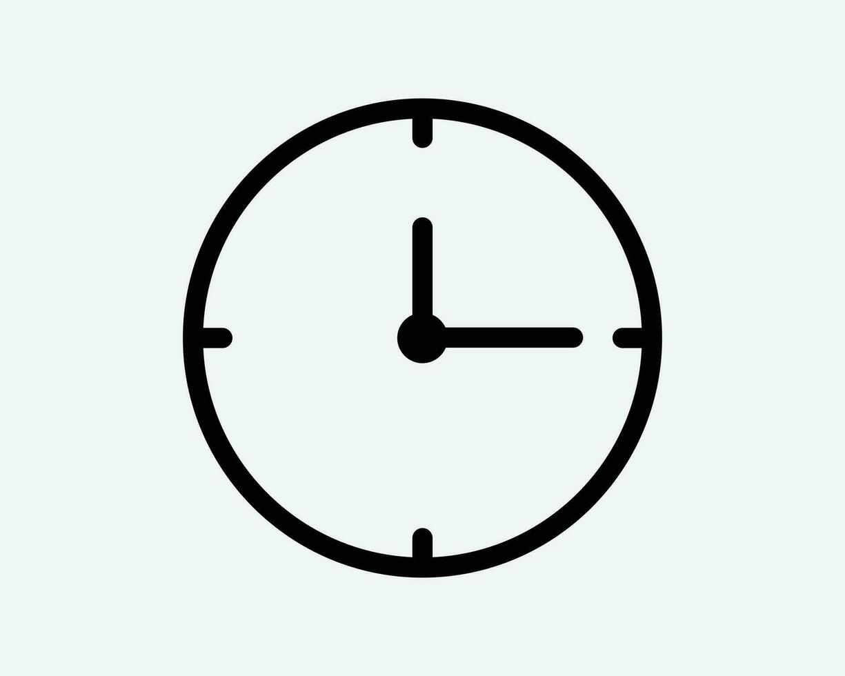 Clock Line Icon. Time Timer Watch Alarm Stopwatch Reminder Countdown Hour Minute Sign Symbol Black Artwork Graphic Illustration Clipart EPS Vector