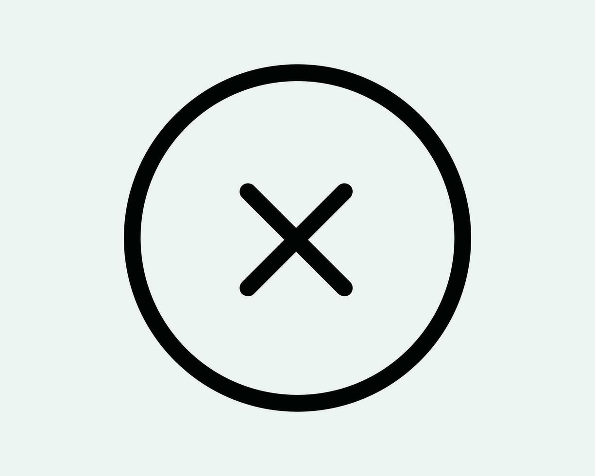 Cross Round Line Icon. Cancel Error X Mark Wrong Stop Off Close Incorrect. Black White Sign Symbol Illustration Artwork Graphic Clipart EPS Vector