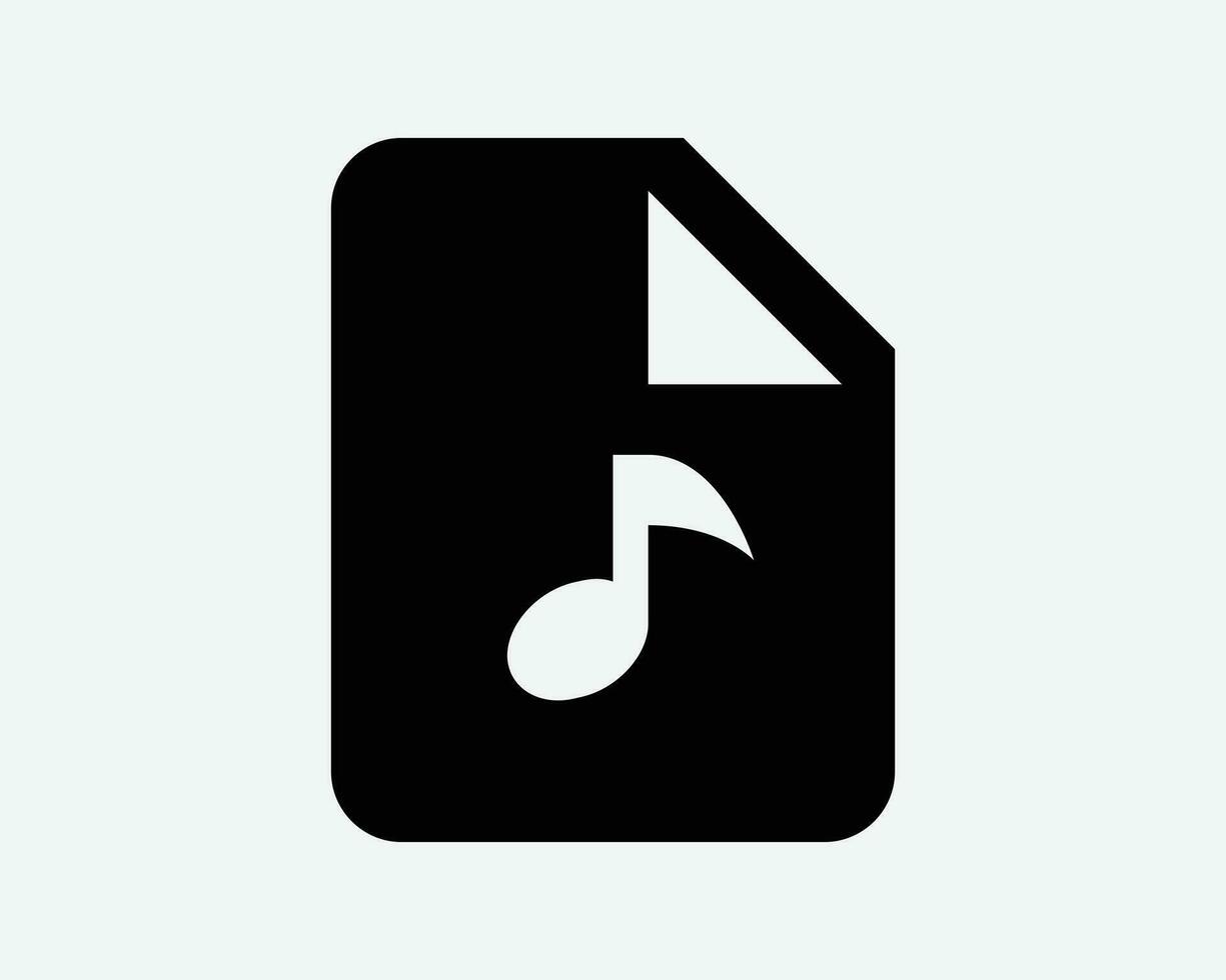 Music File Icon. Musical Audio Document Folder Sound mp3 Media Type Format Internet Sign Symbol Black Artwork Graphic Illustration Clipart EPS Vector